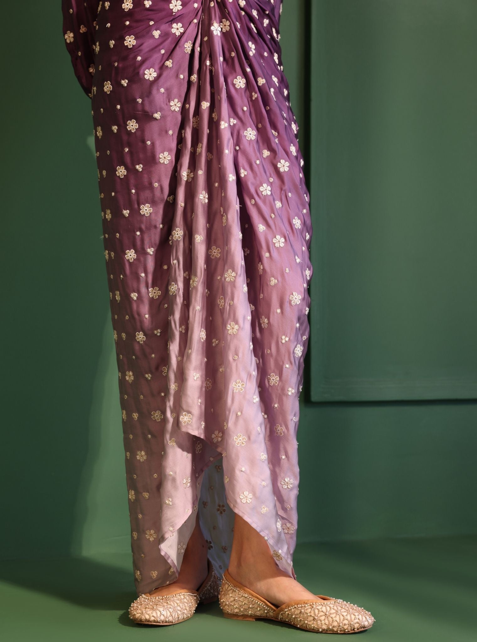 Husna Cupro Satin Ombre Purple With Husna Skirt