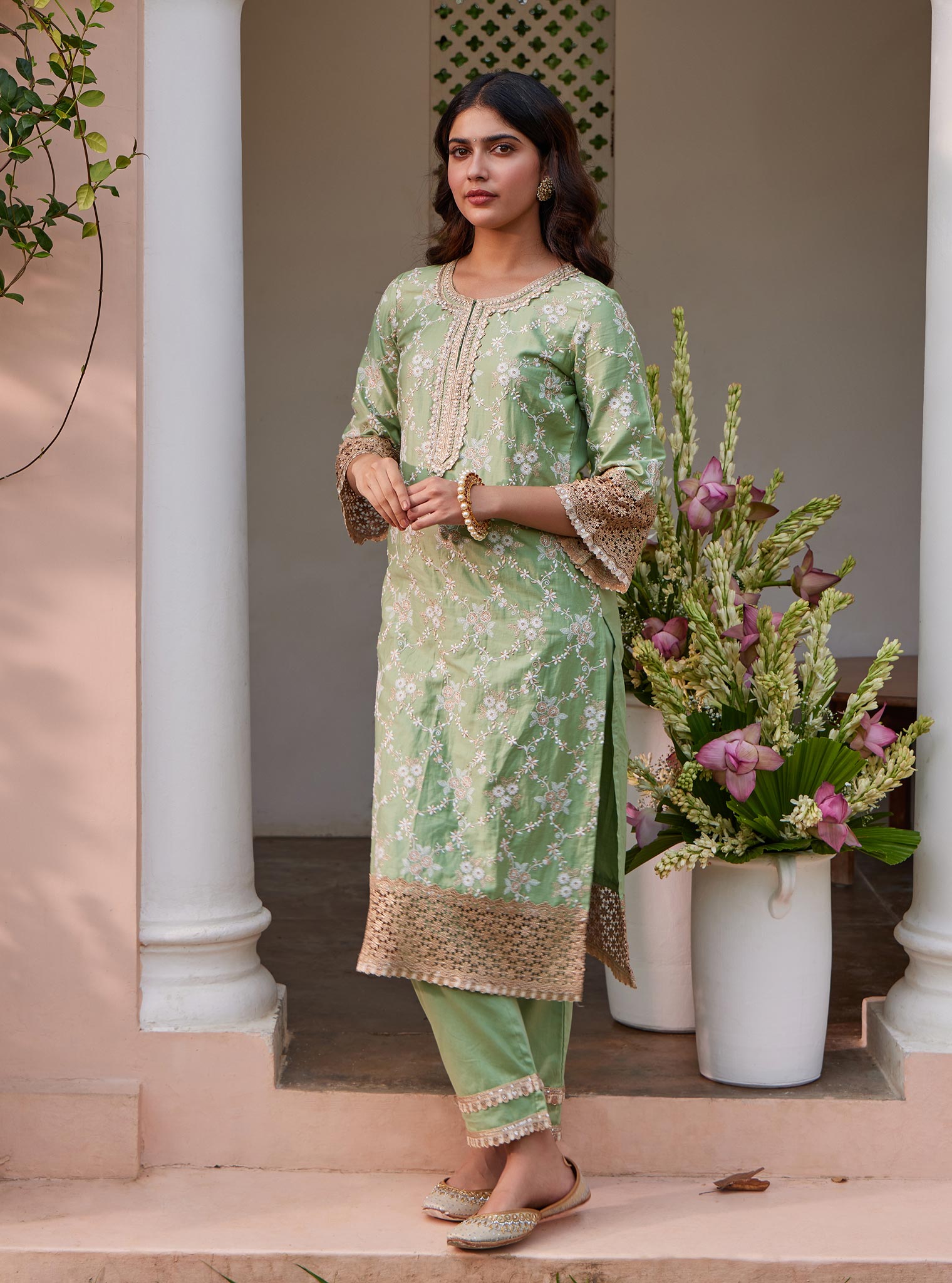 Agasti Pima Green Kurta Set