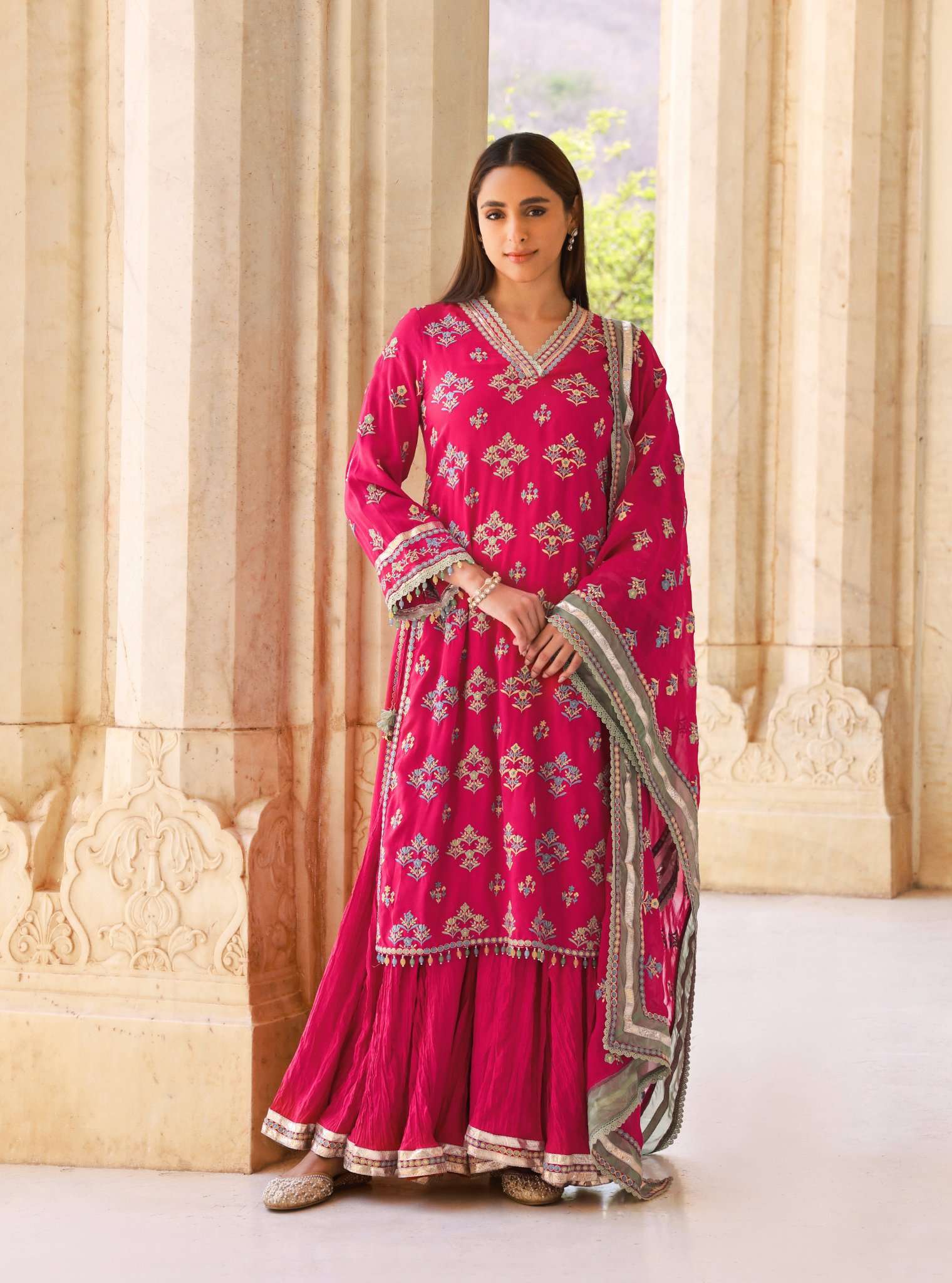 Anekya Lawn Fuschia Sharara Set