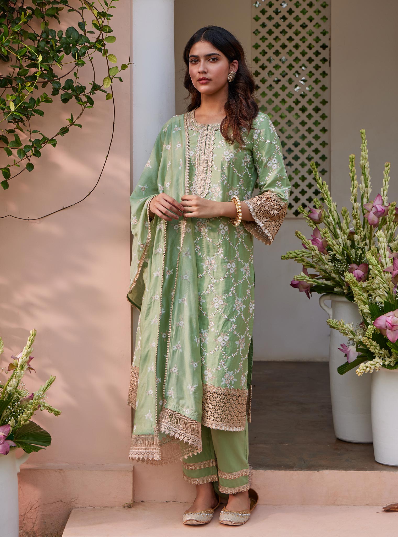 Agasti Pima Green Kurta Set