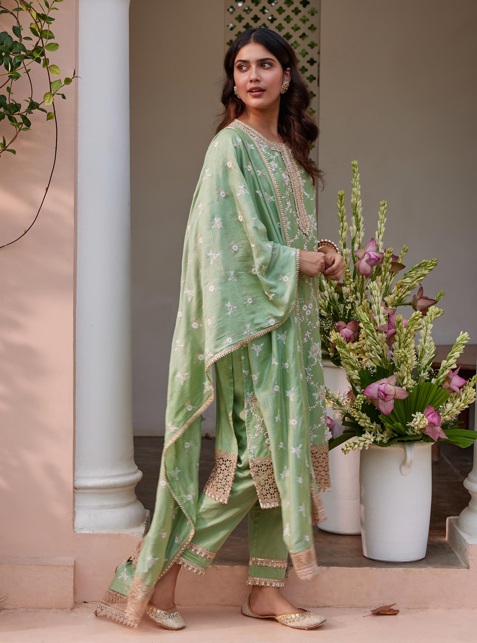 Agasti Pima Green Kurta Set