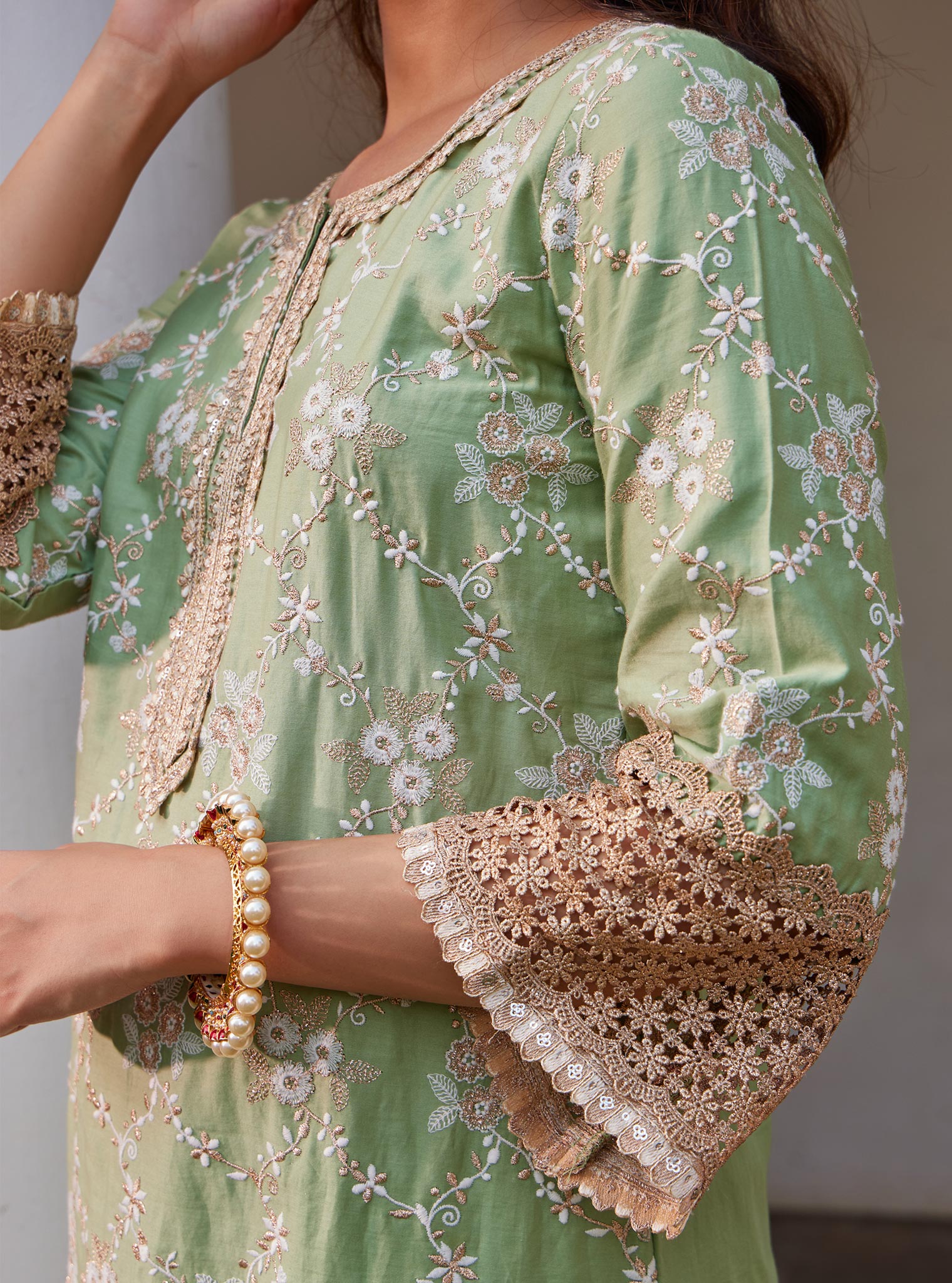 Agasti Pima Green Kurta Set