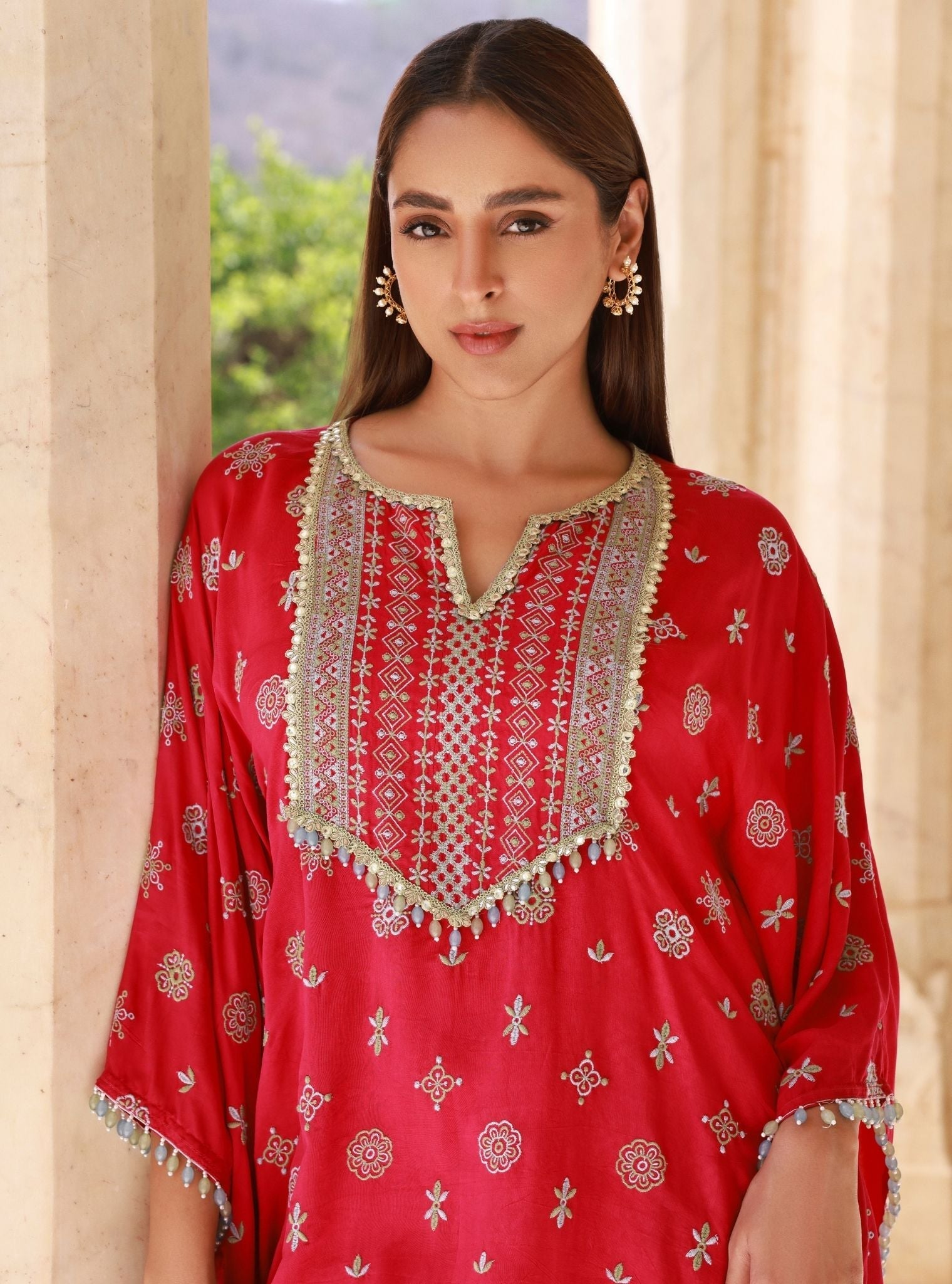 Dovira Lawn Fuschia Kaftan Set