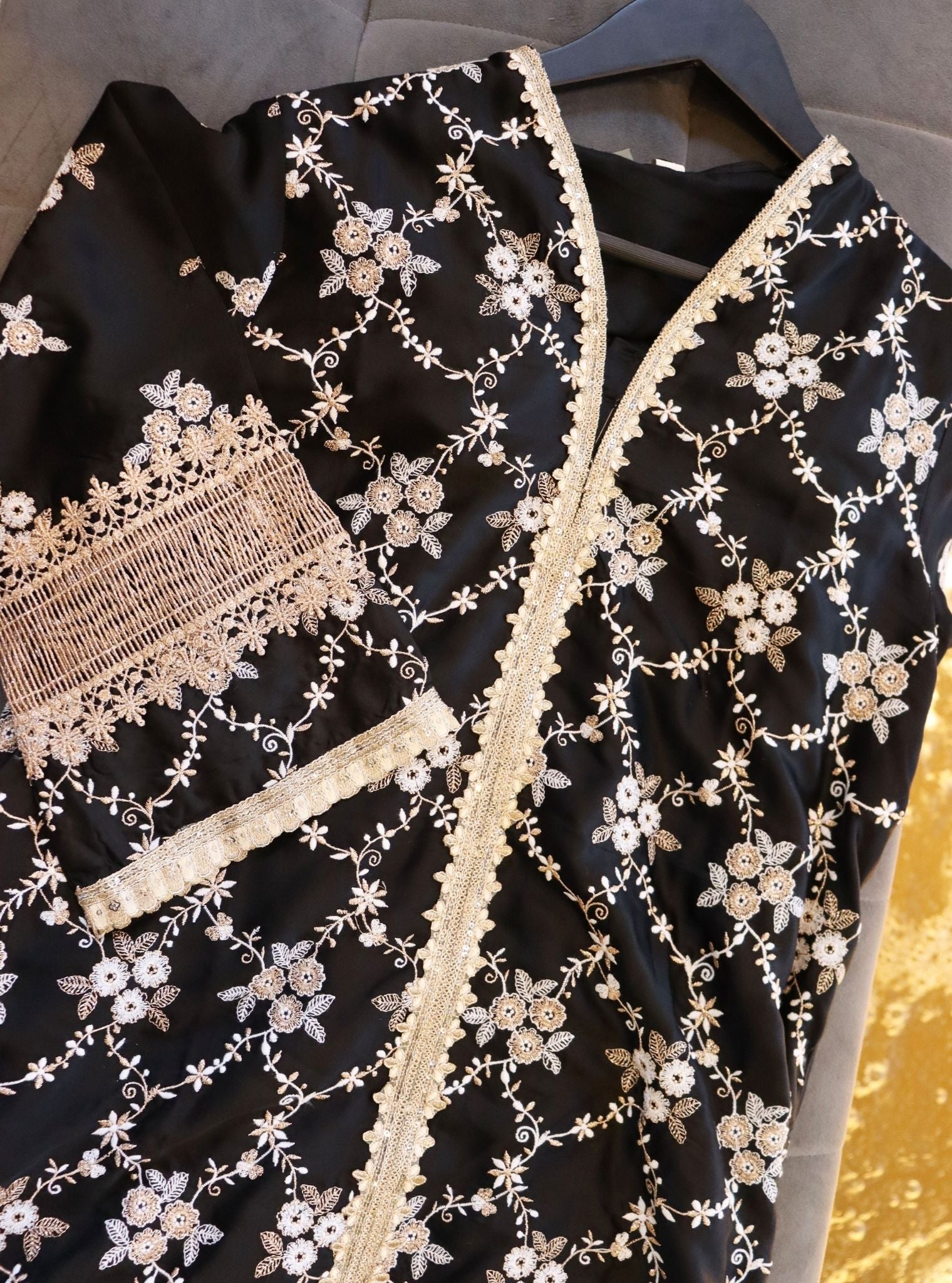 Dvija Cupro Black Kurta Set