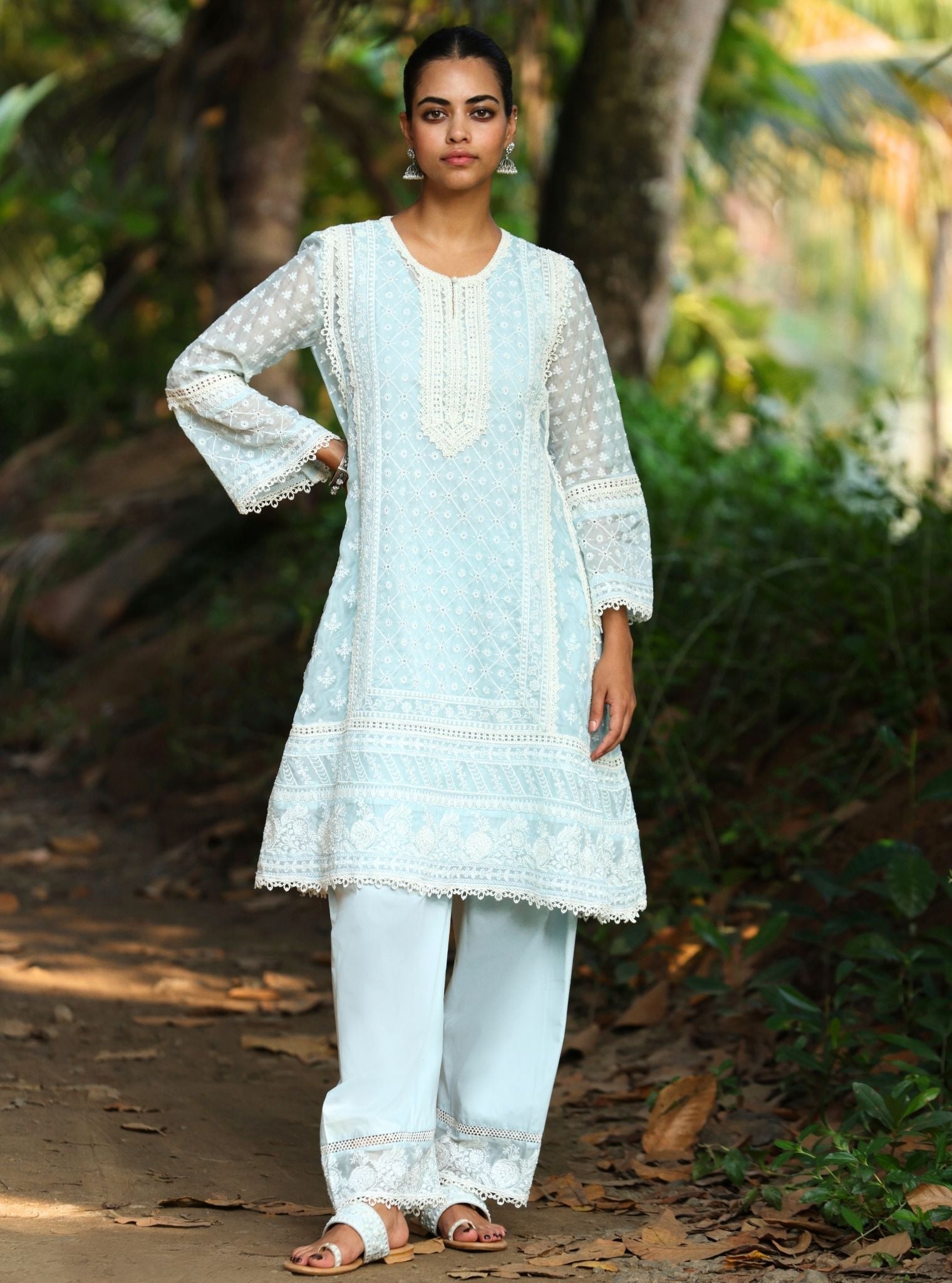 Sritha Organza Blue Kurta Set