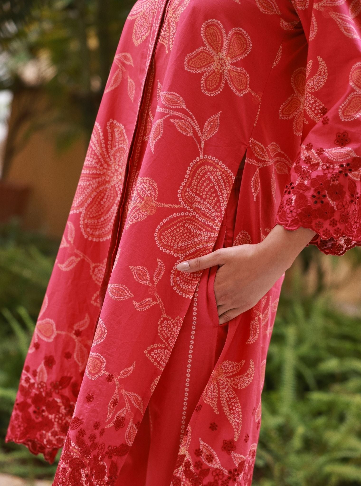 Neris Supima Cotton Printed Fuschia Co-ord Set