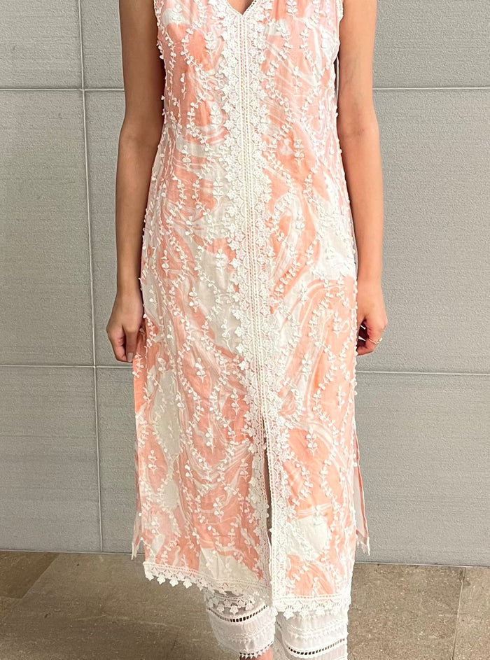 Mulmul Supima Cotton Marble Avalon Pink kurta