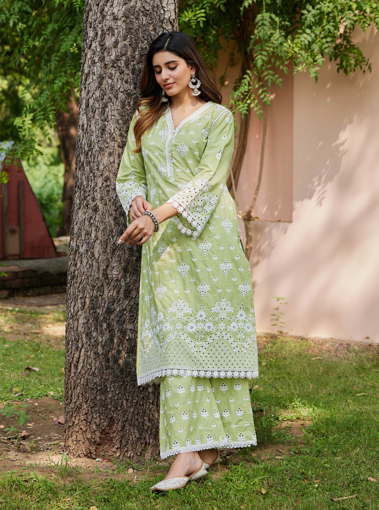 Peehu Supima Cotton Green Kurta Set