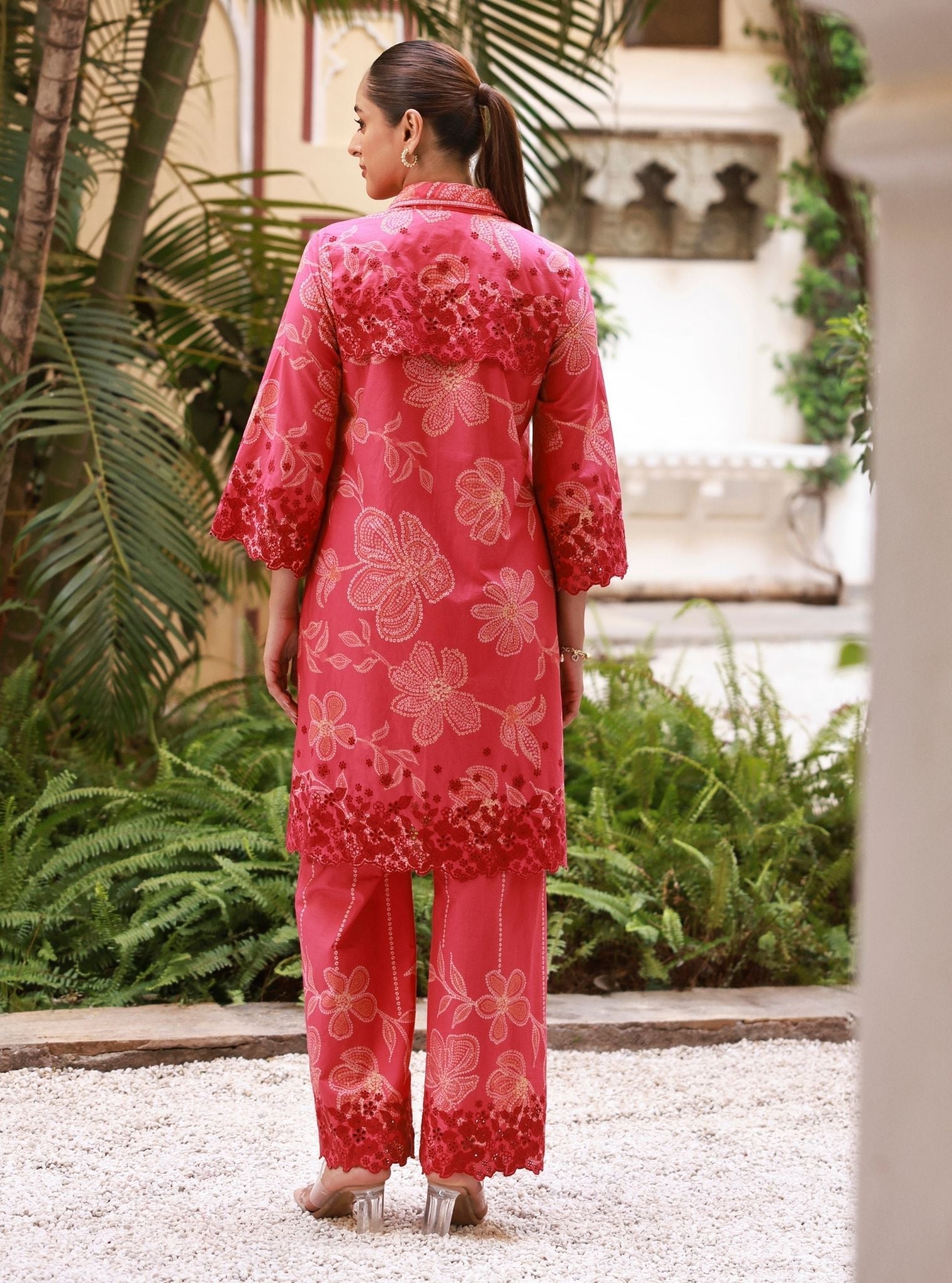 Neris Supima Cotton Printed Fuschia Co-ord Set