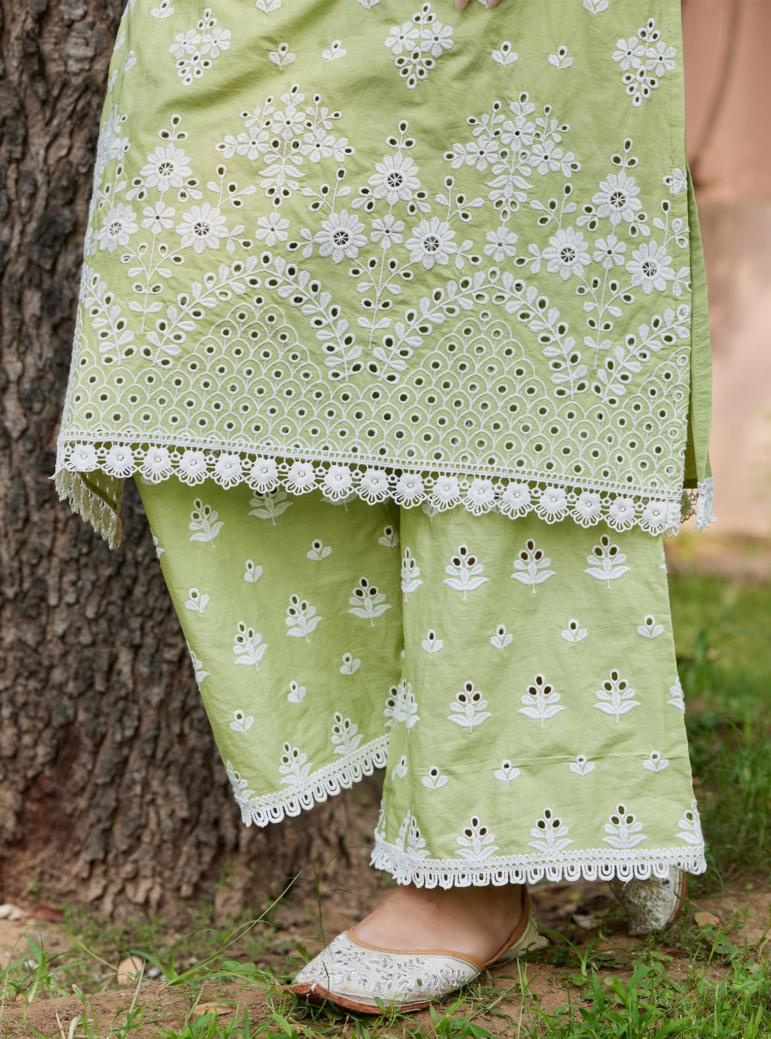 Peehu Supima Cotton Green Kurta Set