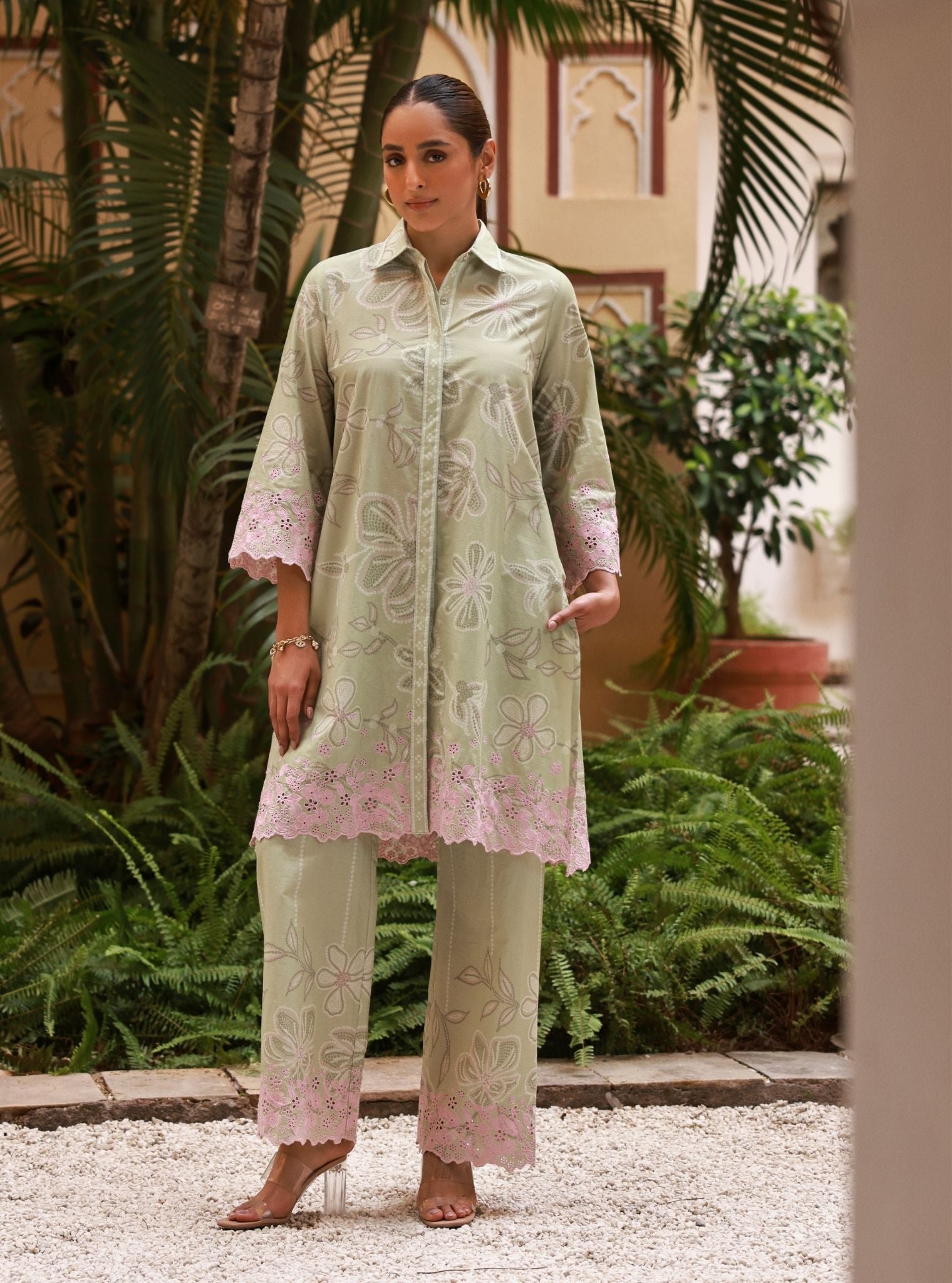 Neris Supima Cotton Printed Green Co-ord Set