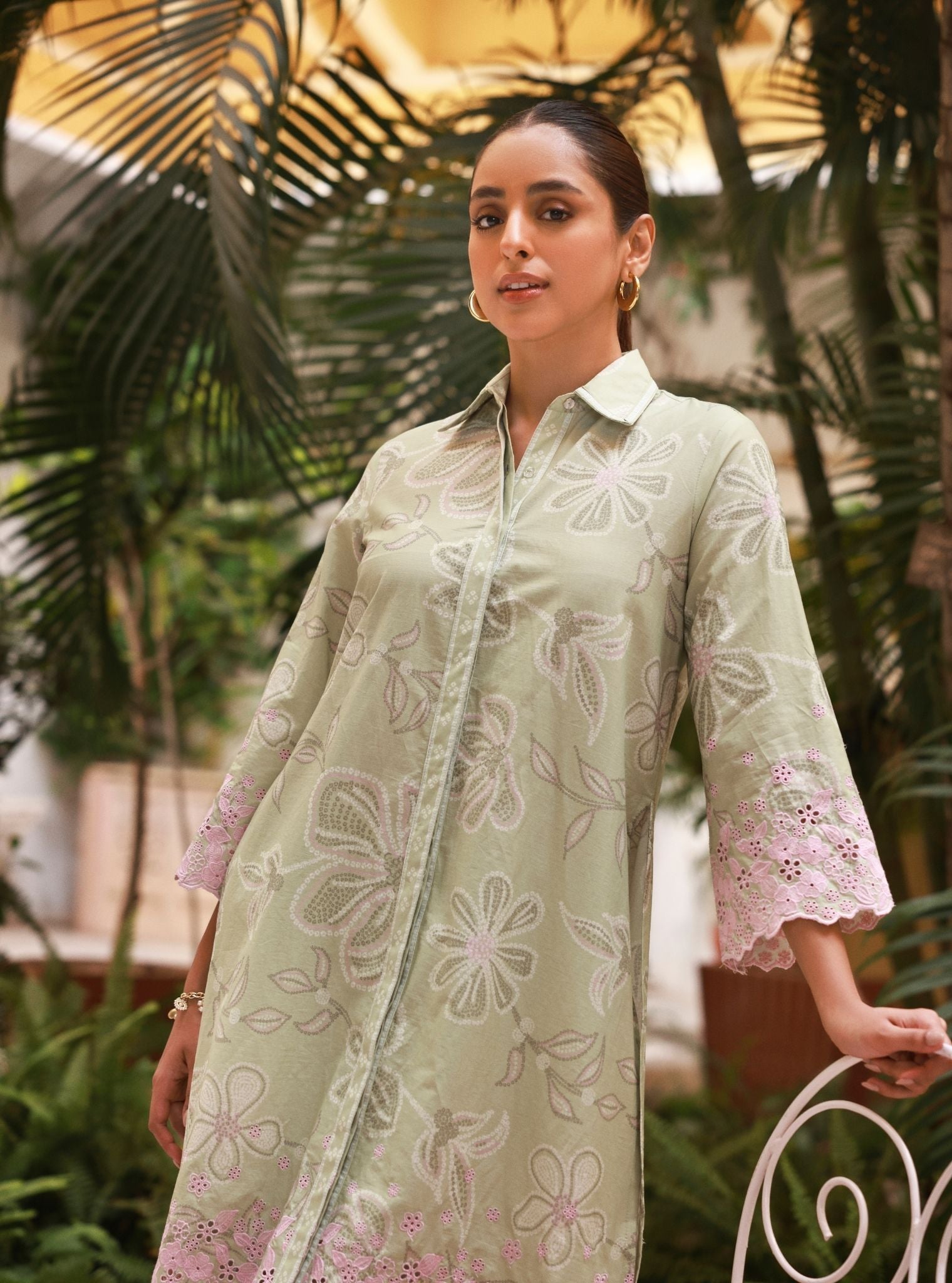 Neris Supima Cotton Printed Green Co-ord Set