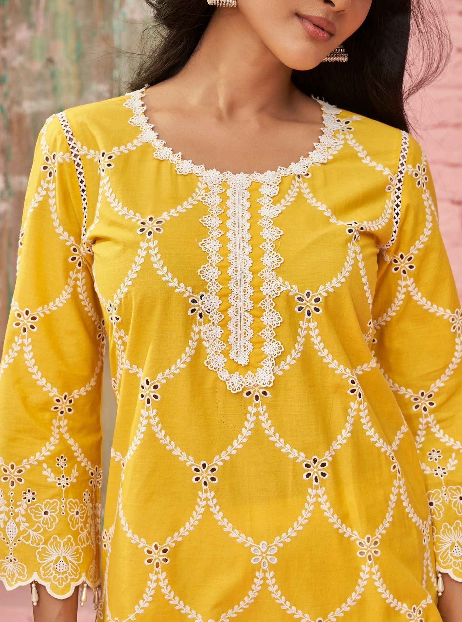 Aashay Supima Cotton Yellow Kurta Set