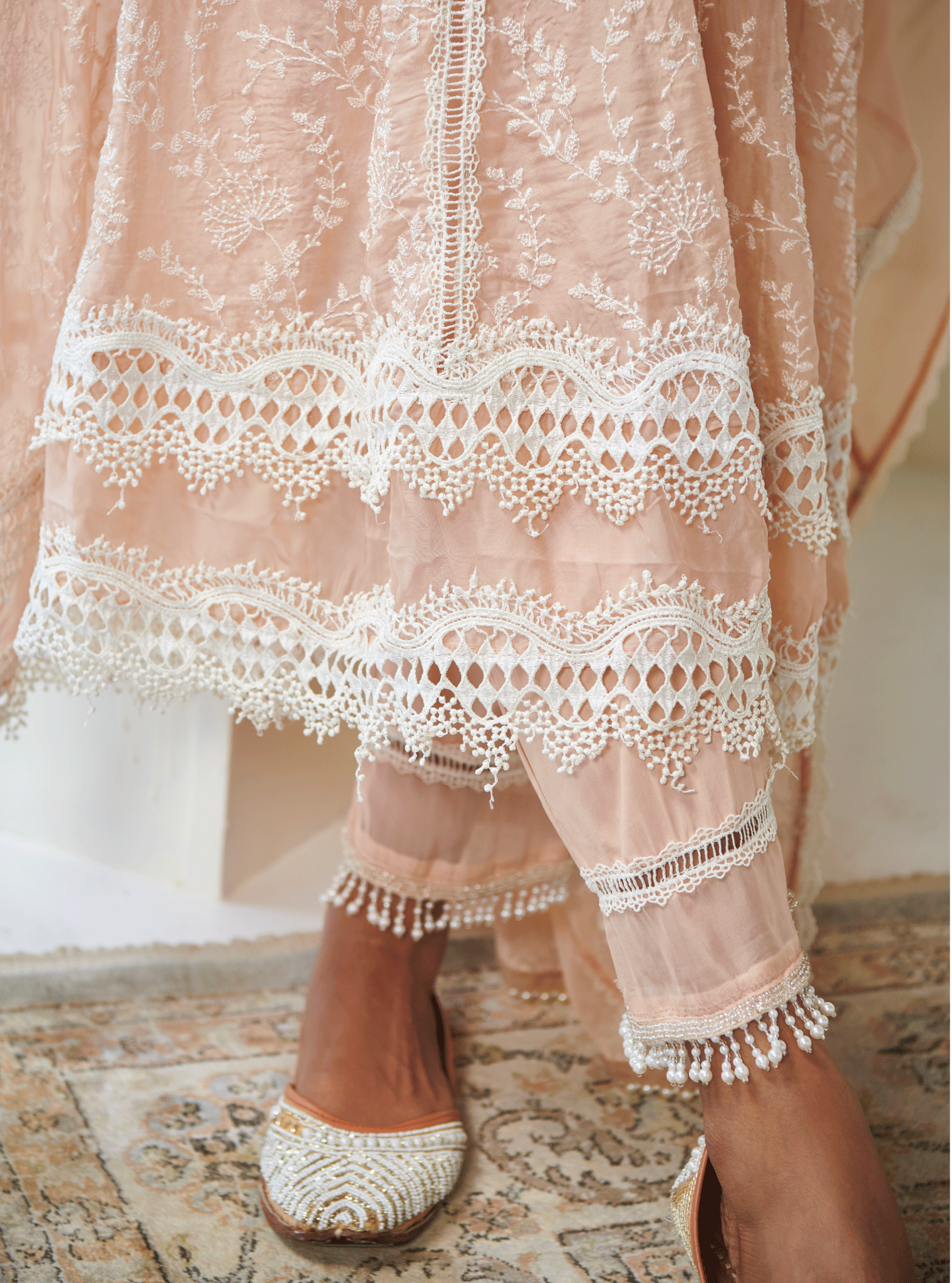 Twyla Organza Beige Kurta Set