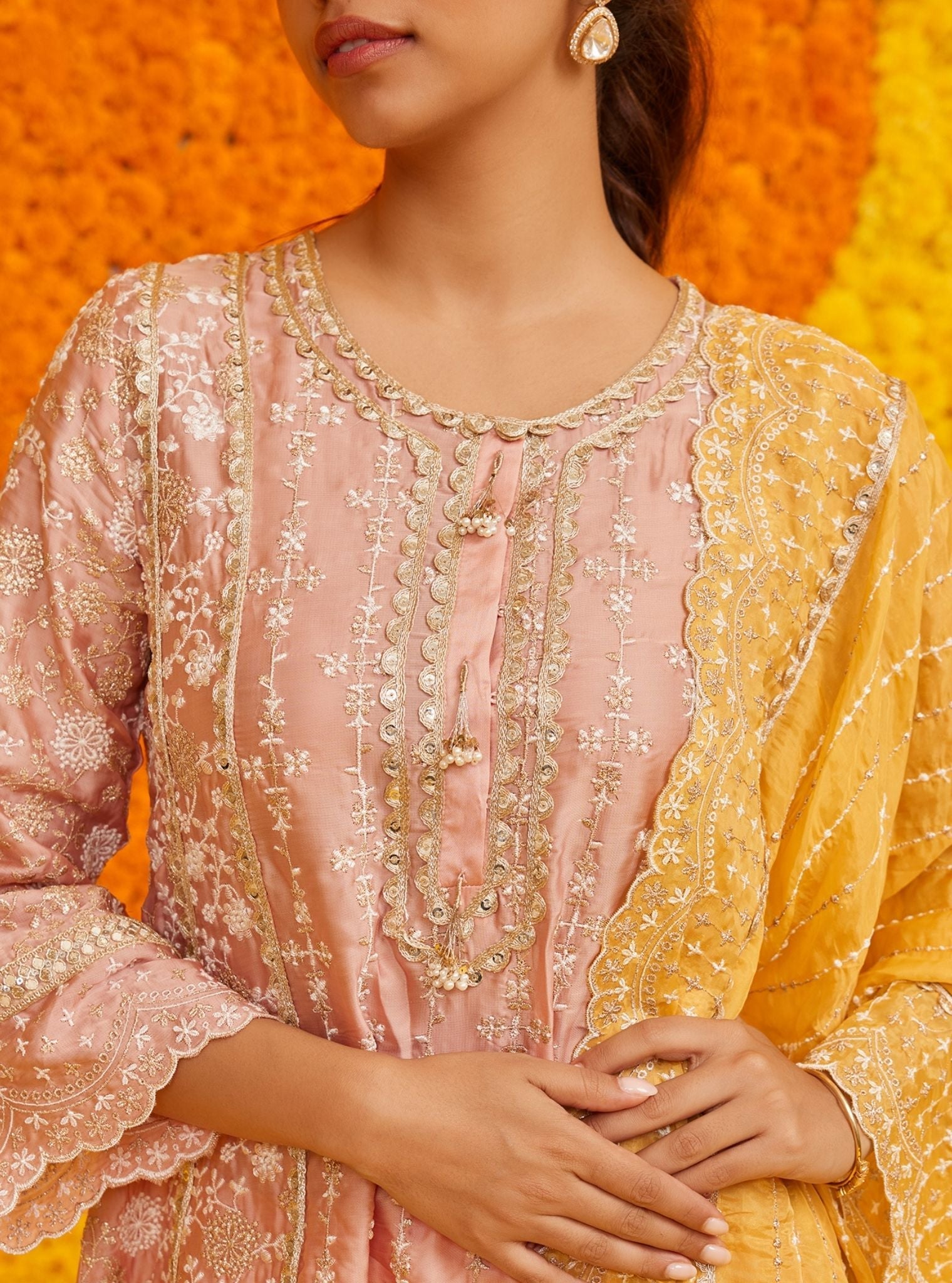 Saathiya Organza Satin Pink Kurta