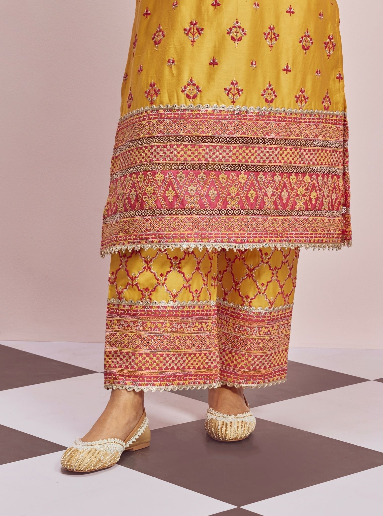 Shagun Pima Satin Yellow Kurta Set