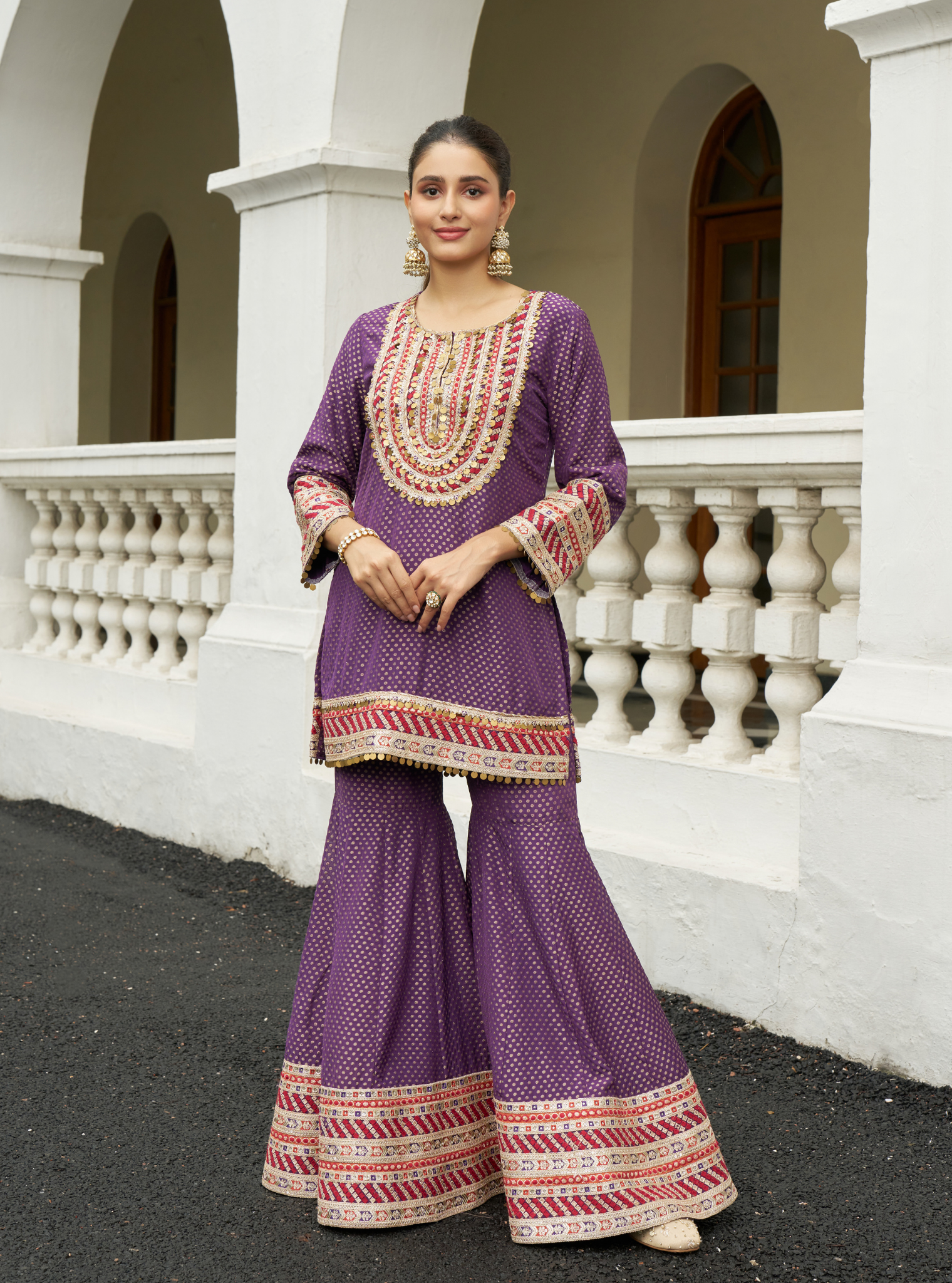 Eraya Purple Banarasi Garara Set