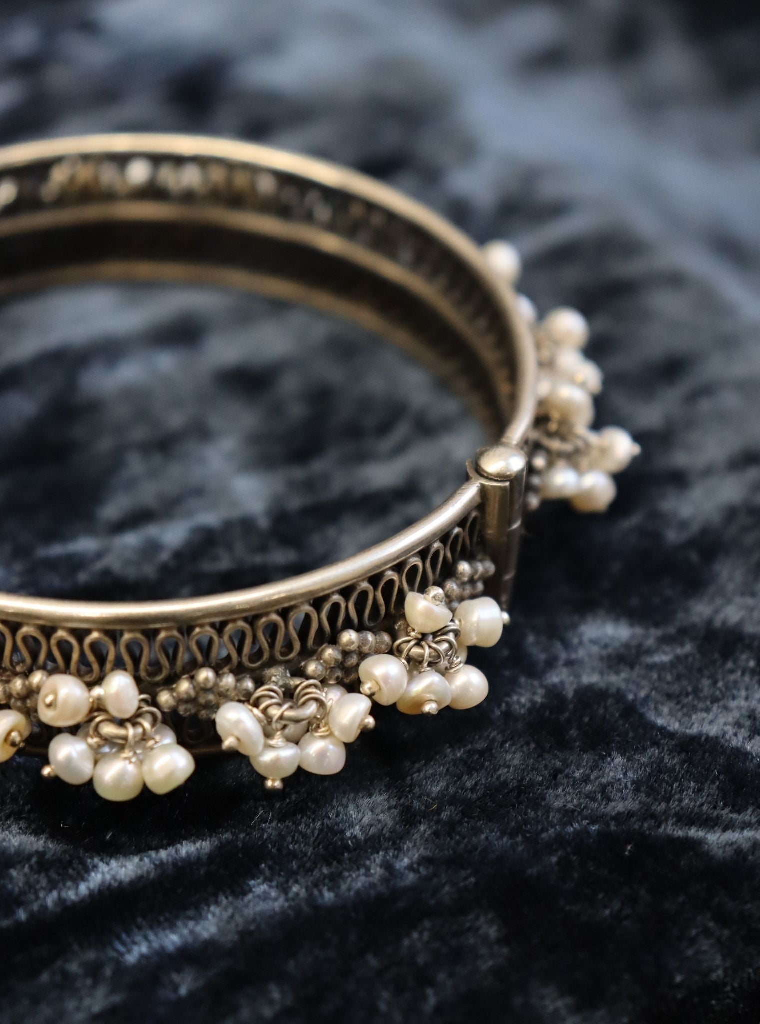 Pure Silver Pearl Pancheli Bangle
