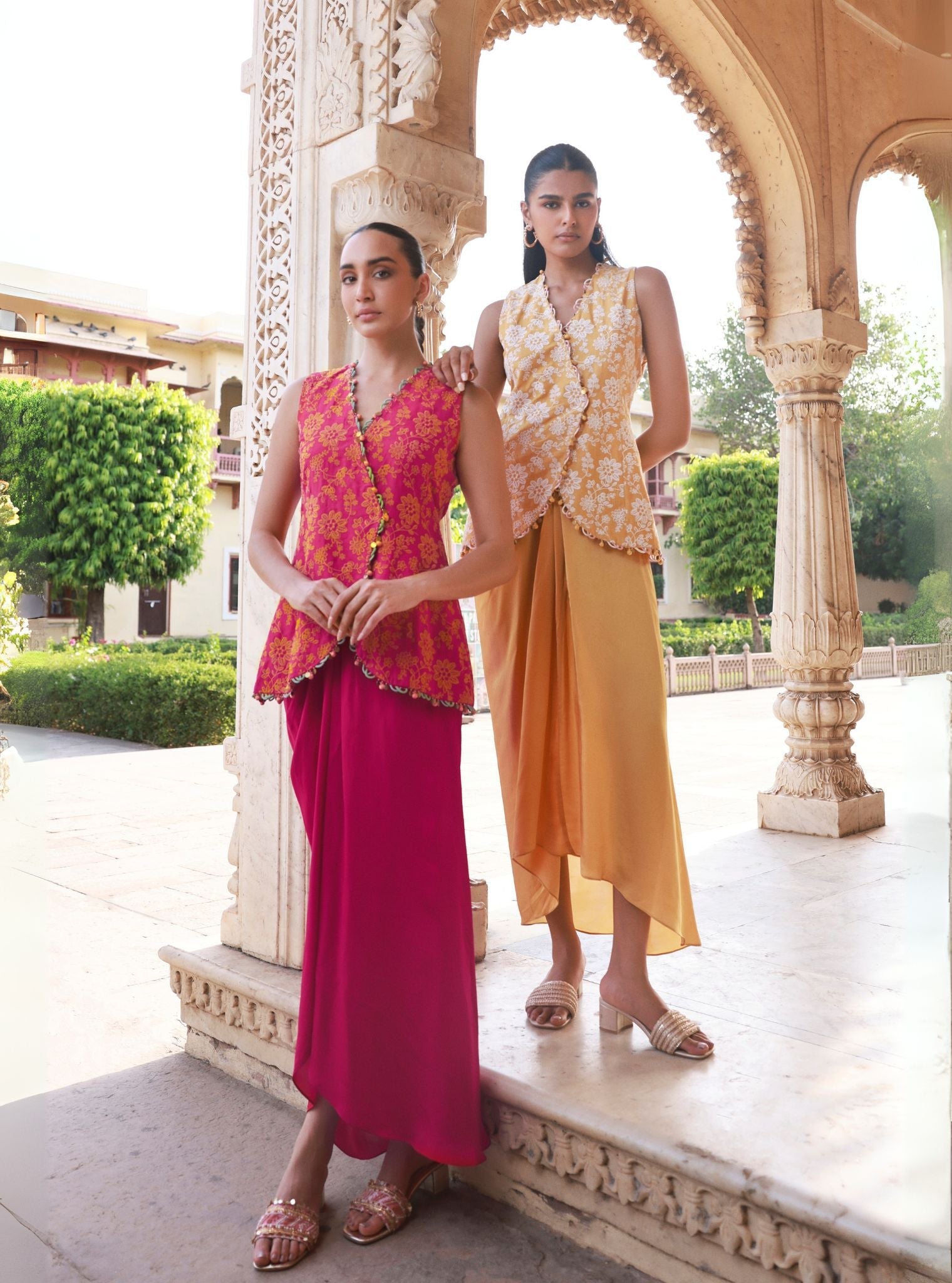 Mehira Supima Cotton Fuschia Jacket Set