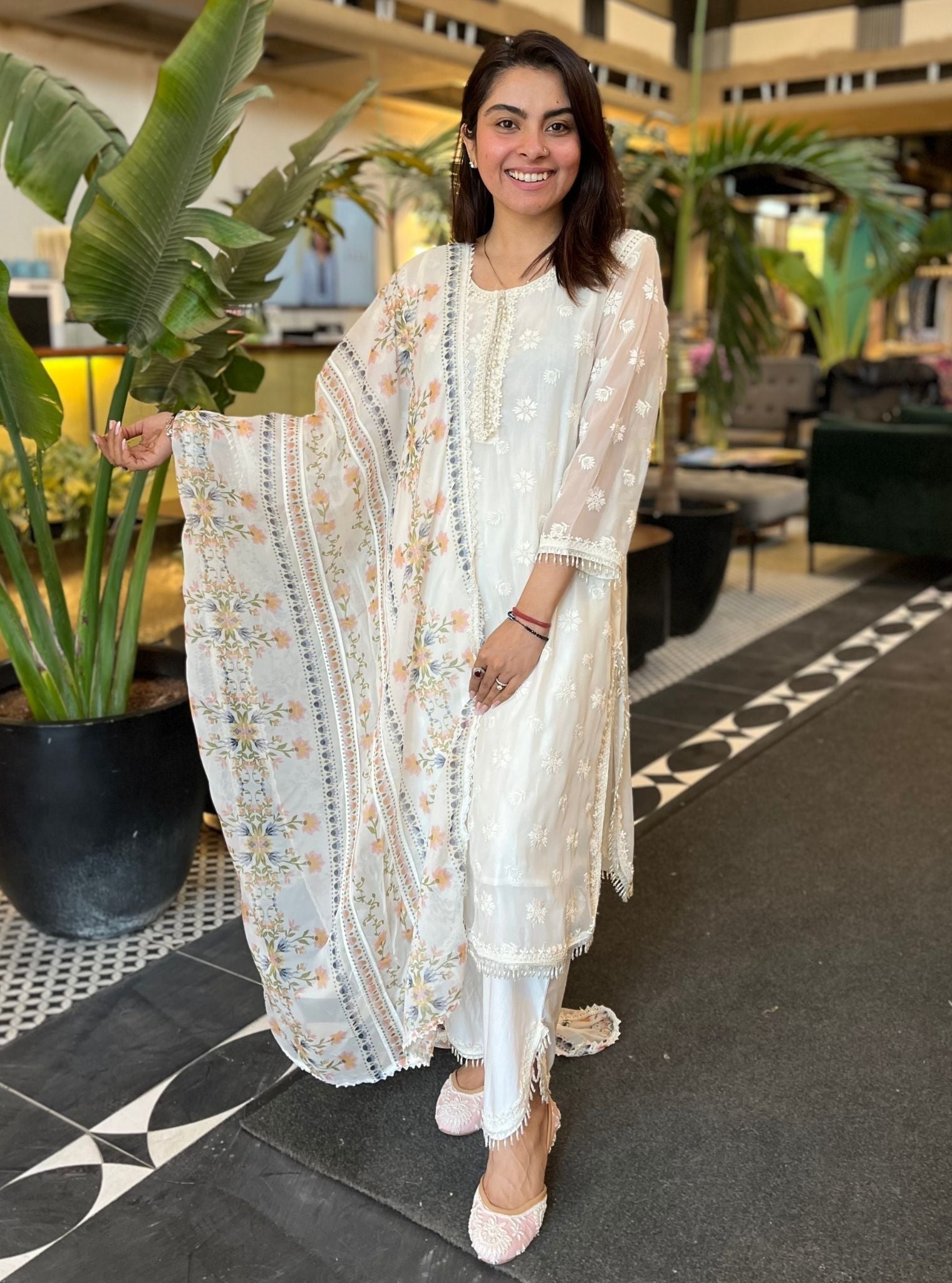 Nour Organza Off White Kurta Set