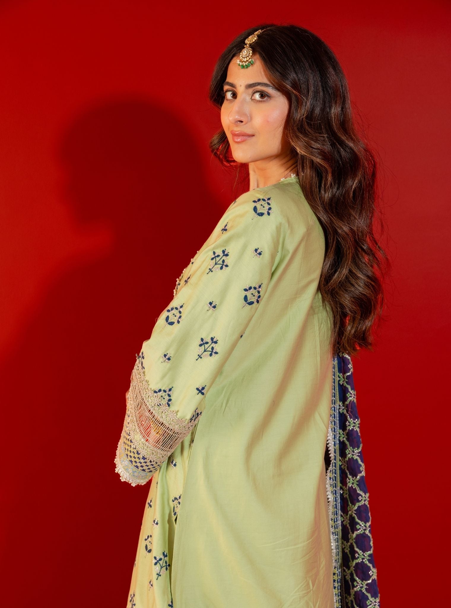 Shagun Pima Satin Green Kurta Set