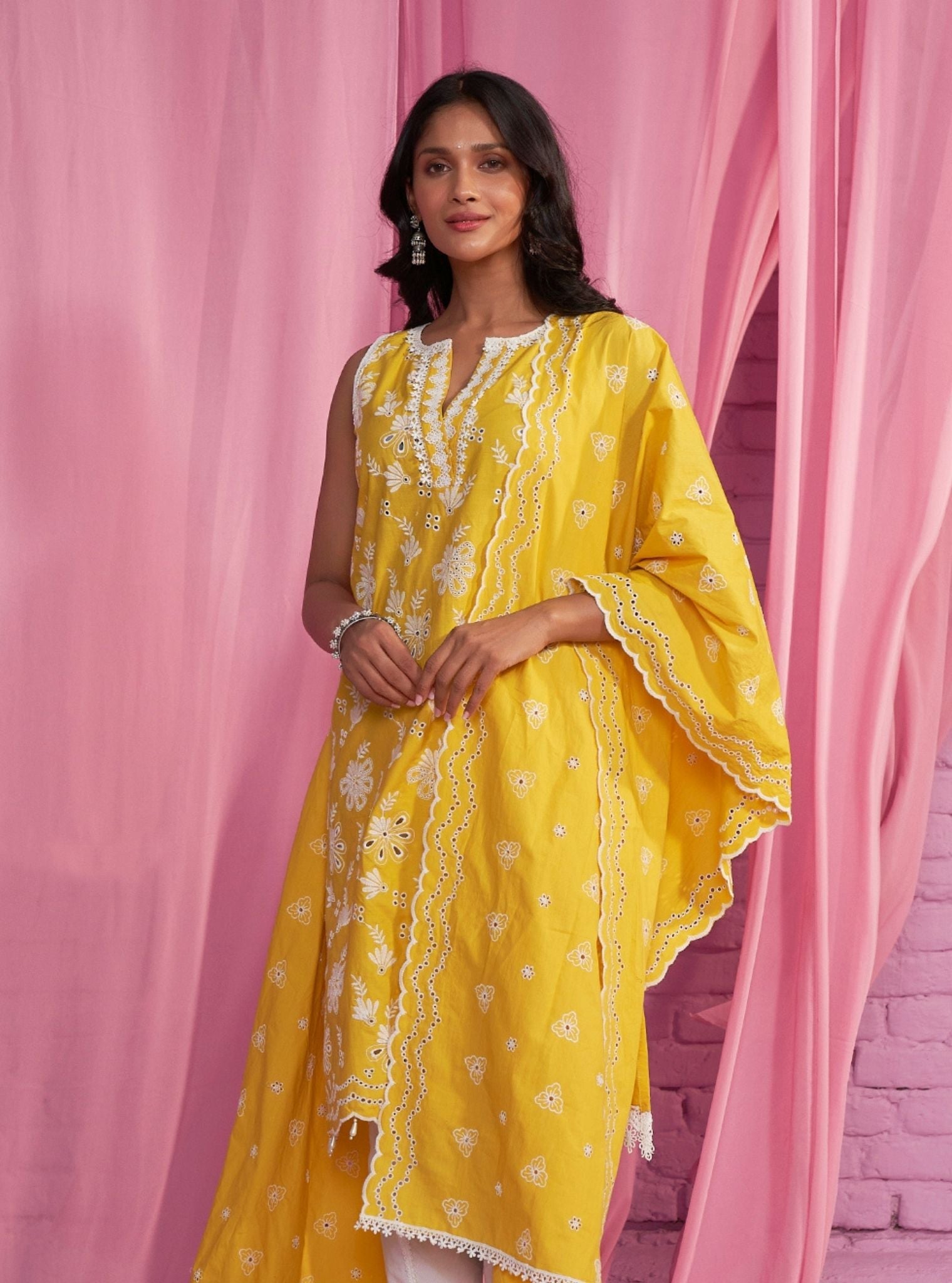Mulmul Supima Cotton Neel Yellow Kurta
