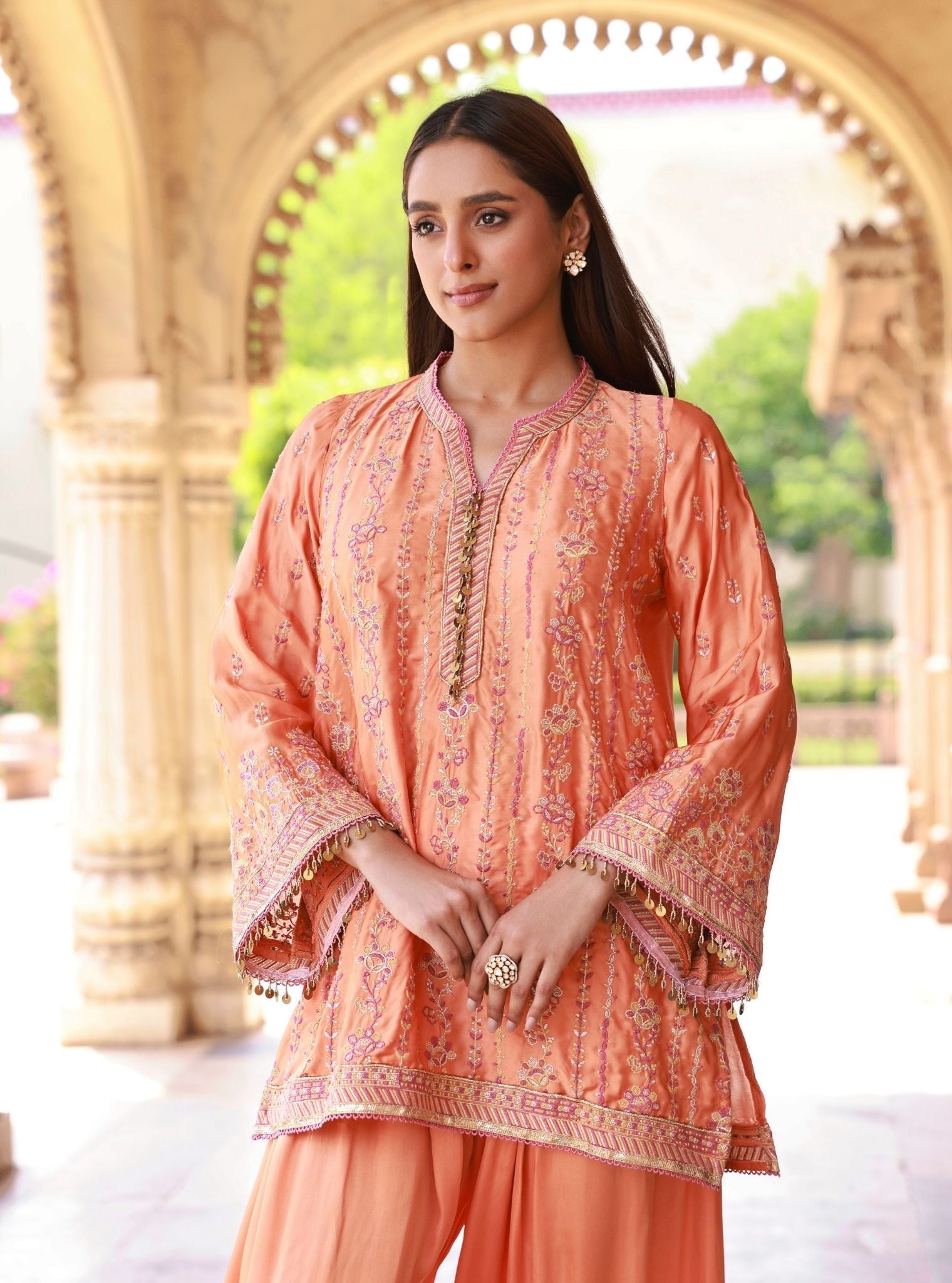 Pralika Bemberg Satin Orange Kurta Set