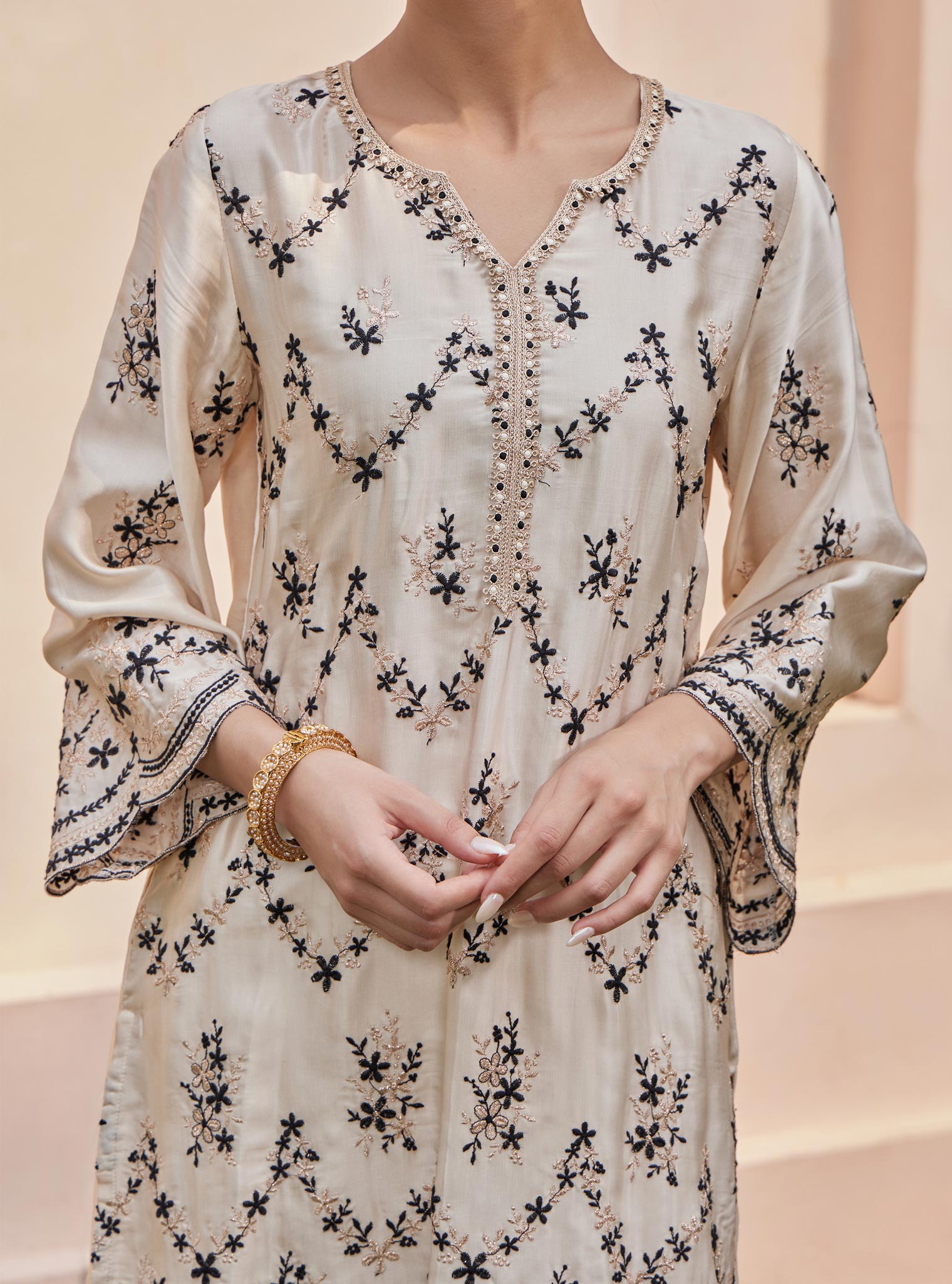 Valaya Cupro White Kurta Set