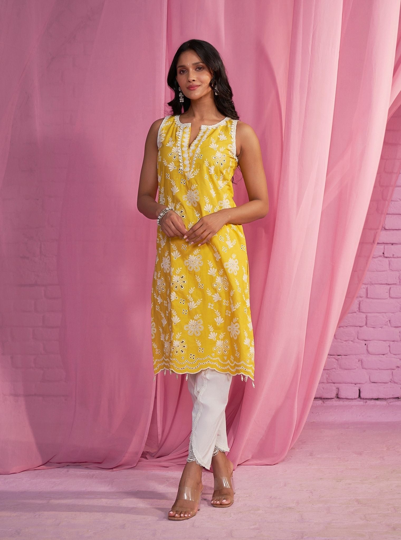 Mulmul Supima Cotton Neel Yellow Kurta