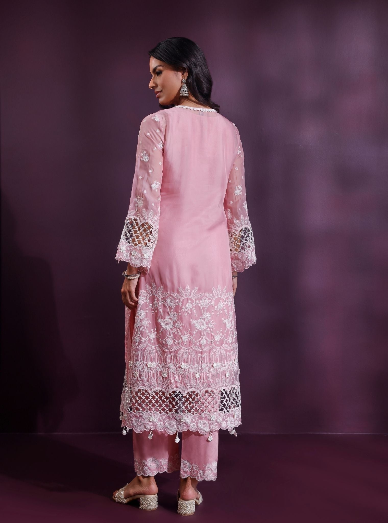 Ina Organza Onion Pink Kurta Set