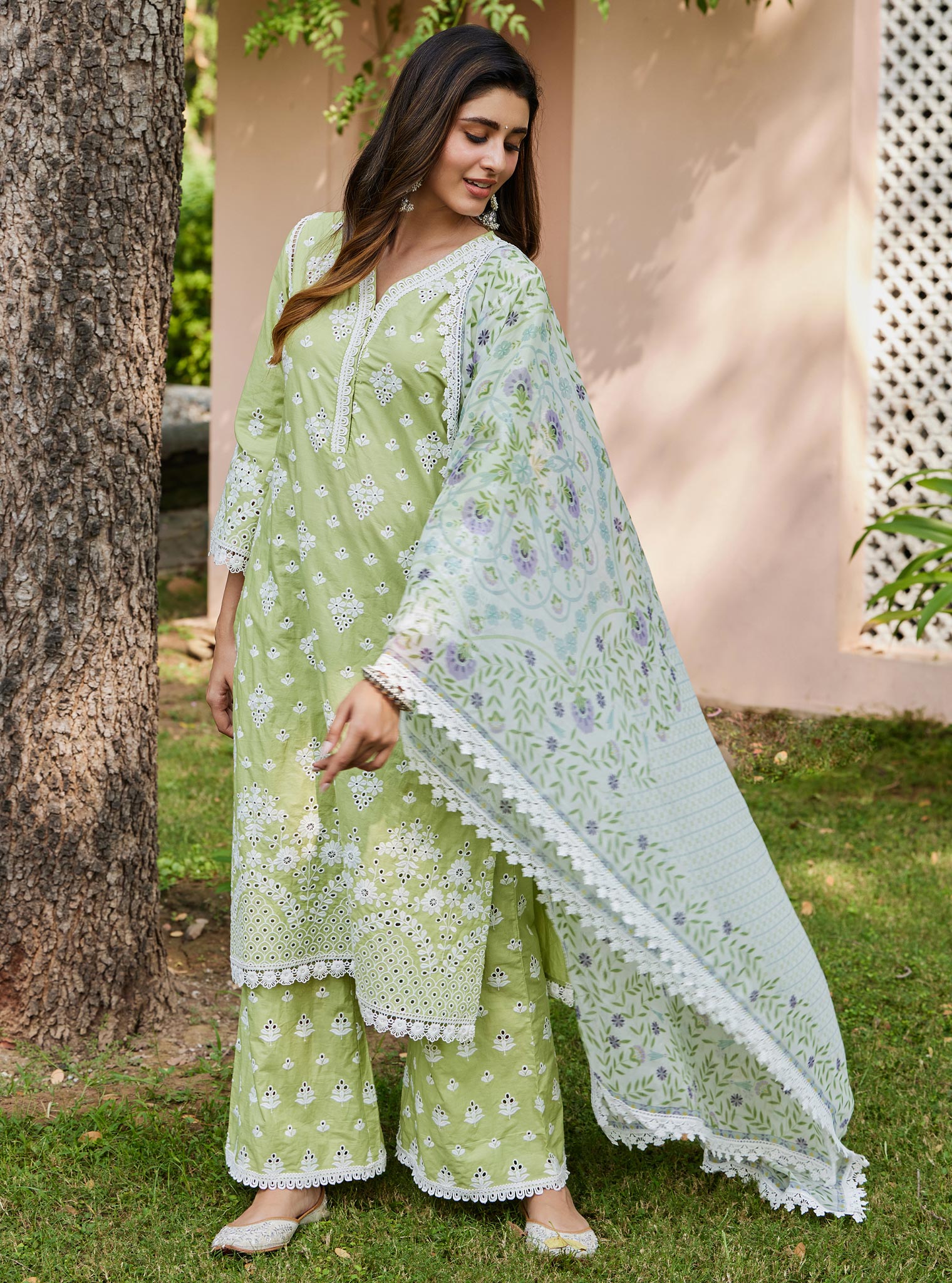 Peehu Supima Cotton Green Kurta Set