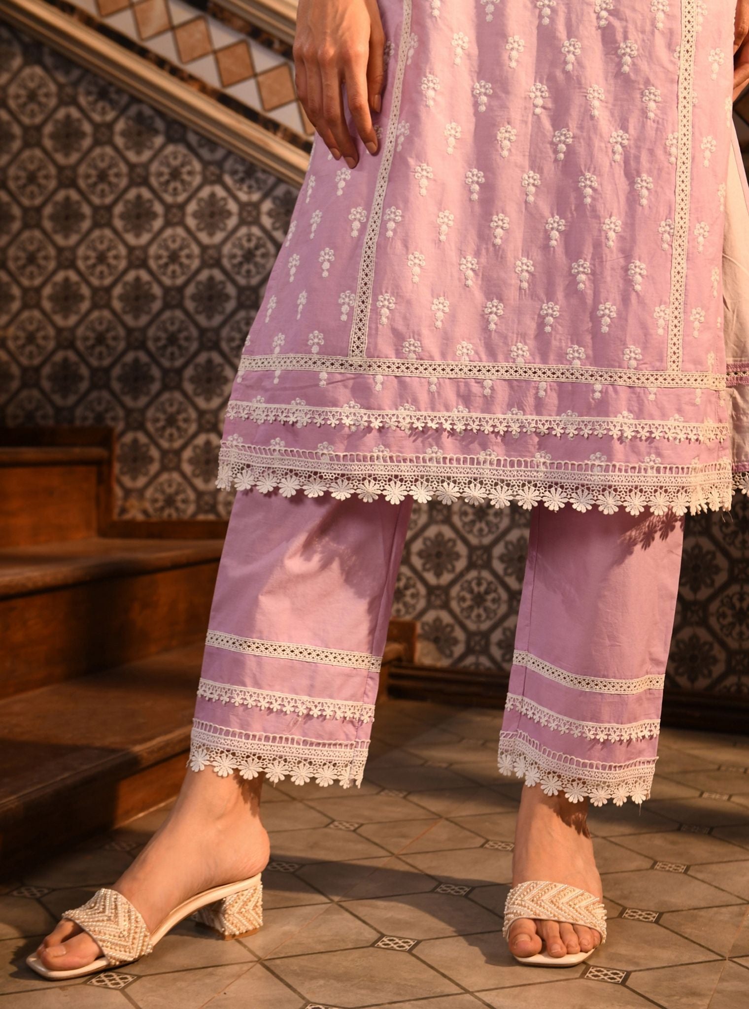 Yami Supima Cotton Lilac Kurta Set