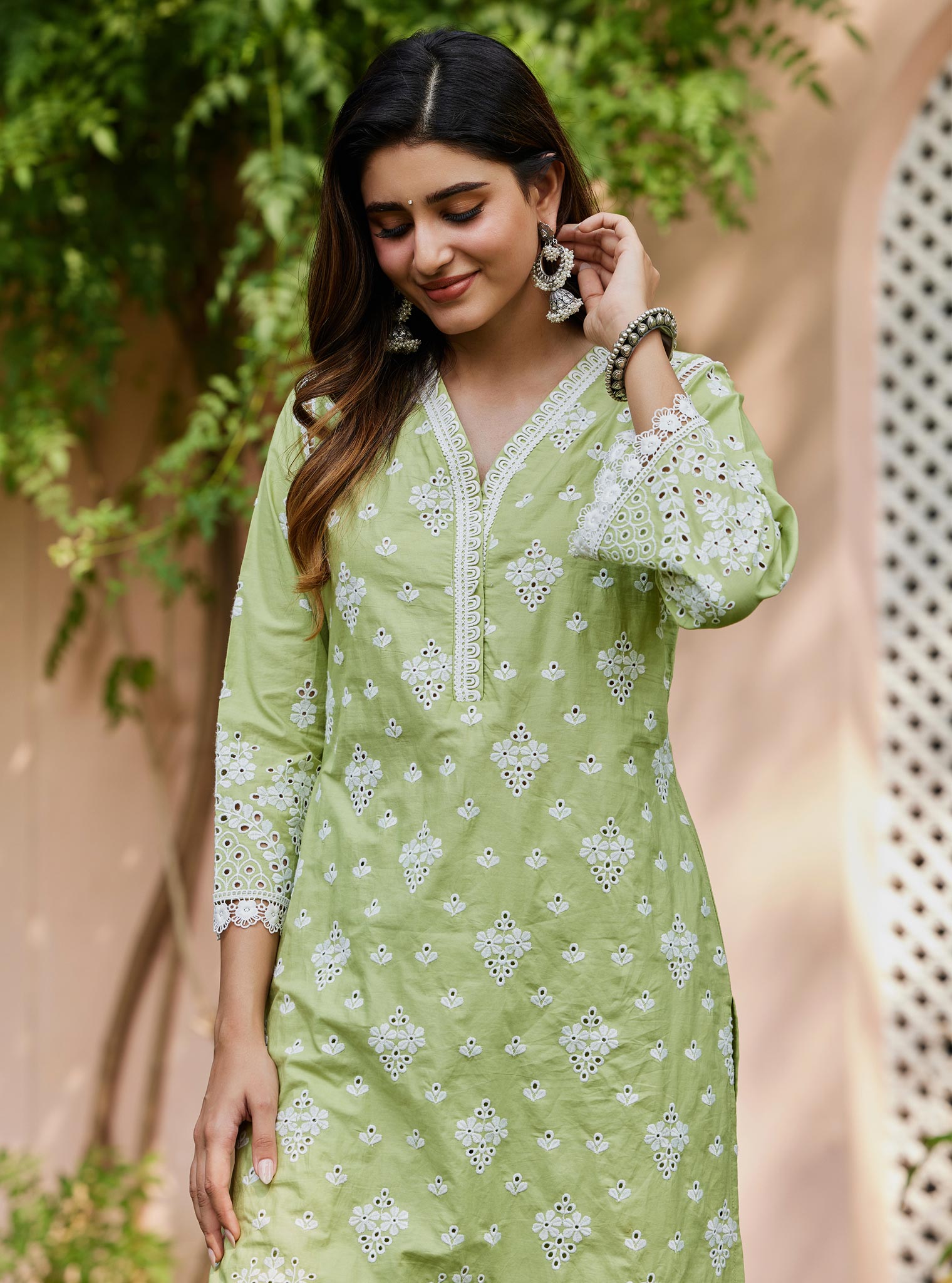 Peehu Supima Cotton Green Kurta Set