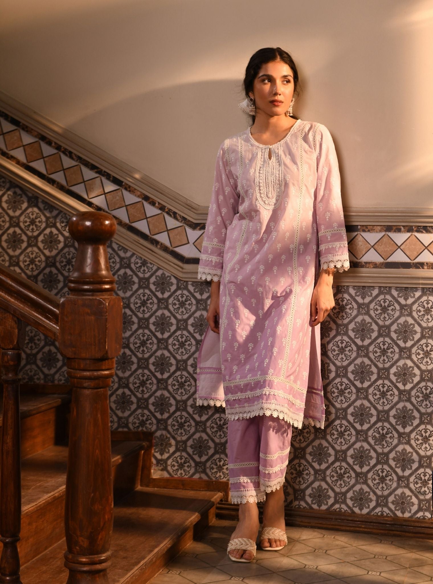 Yami Supima Cotton Lilac Kurta Set