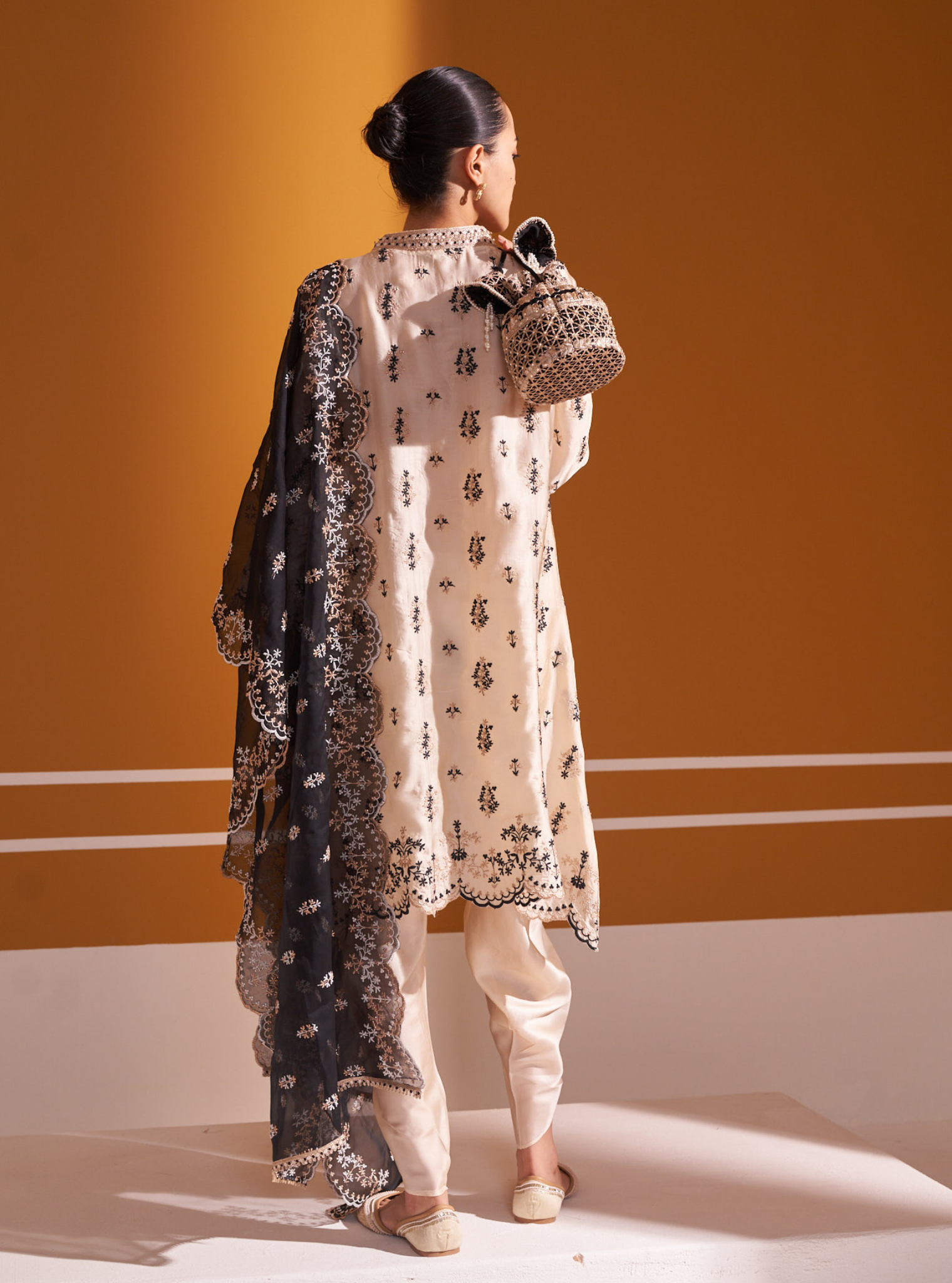 Callaia Cupro Satin Off White Kurta Set