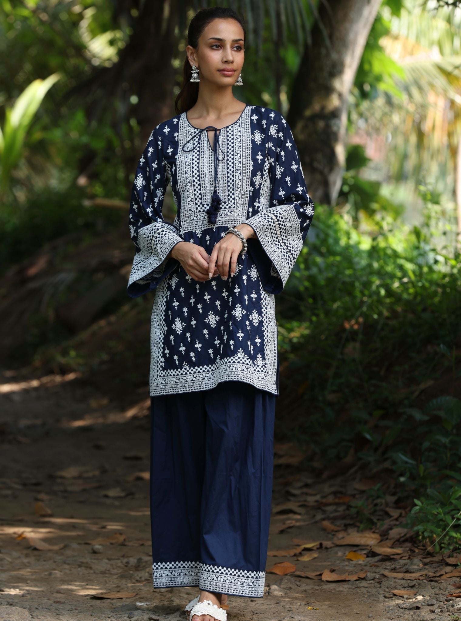 Sree Supima Cotton Navy Kurta With Farshi Salwar