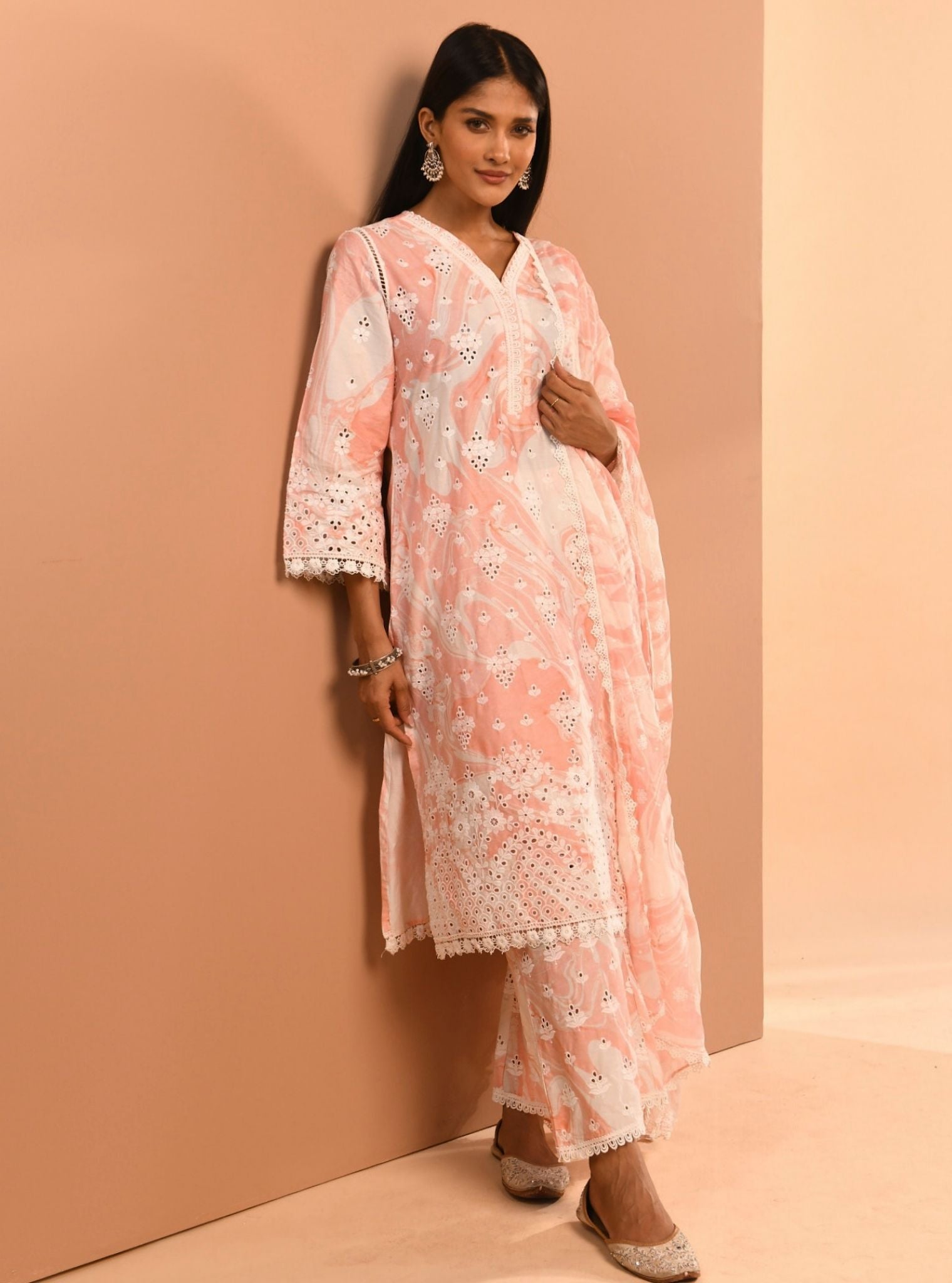 Opal Marble Supima Cotton Pink Kurta Set