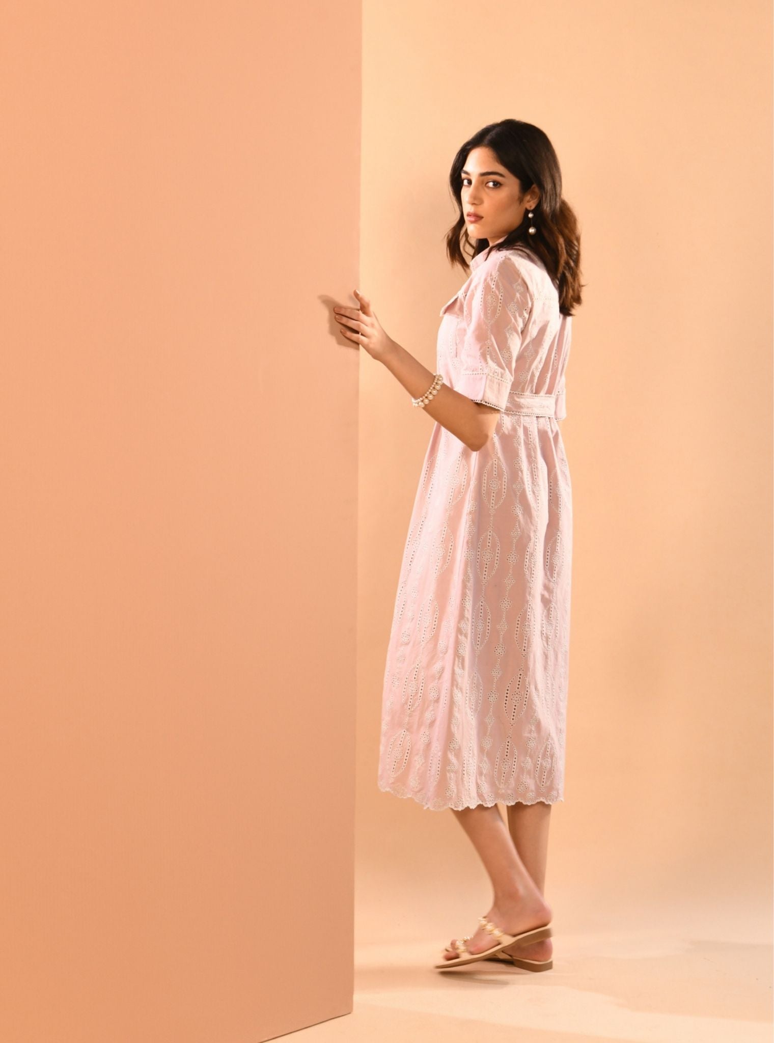 Rosaria Supima Cotton Dusty Pink Long Dress