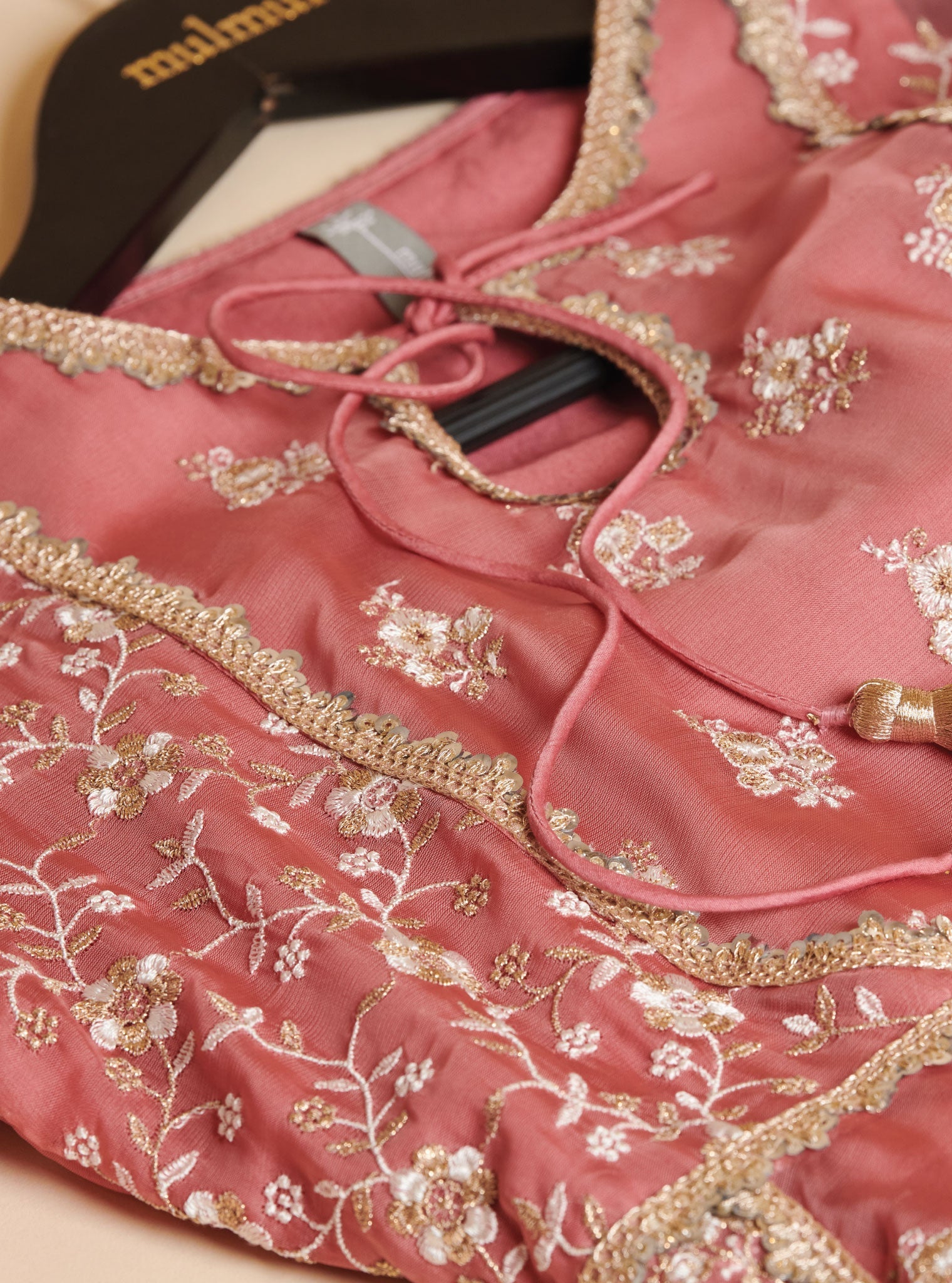 Mulmul Organza Dilbaro Mauve Anarkali Kurta With Mulmul Cupro Dilbaro Mauve pant