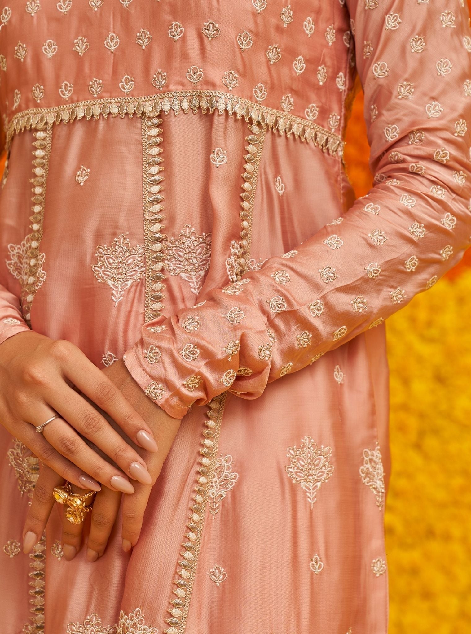 Palki Organza Satin Pink Kurta