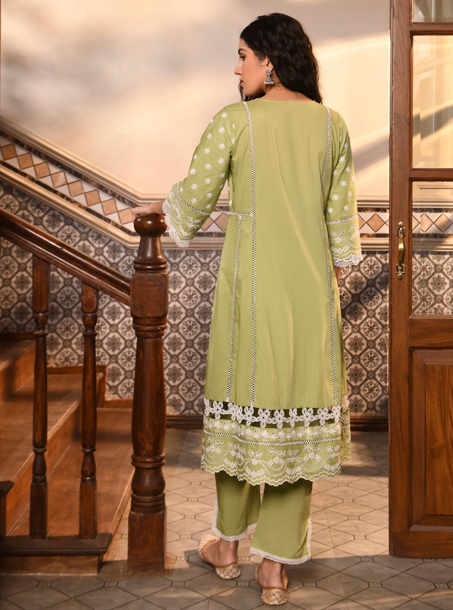 Kiana Supima Cotton Light Green Kurta Set
