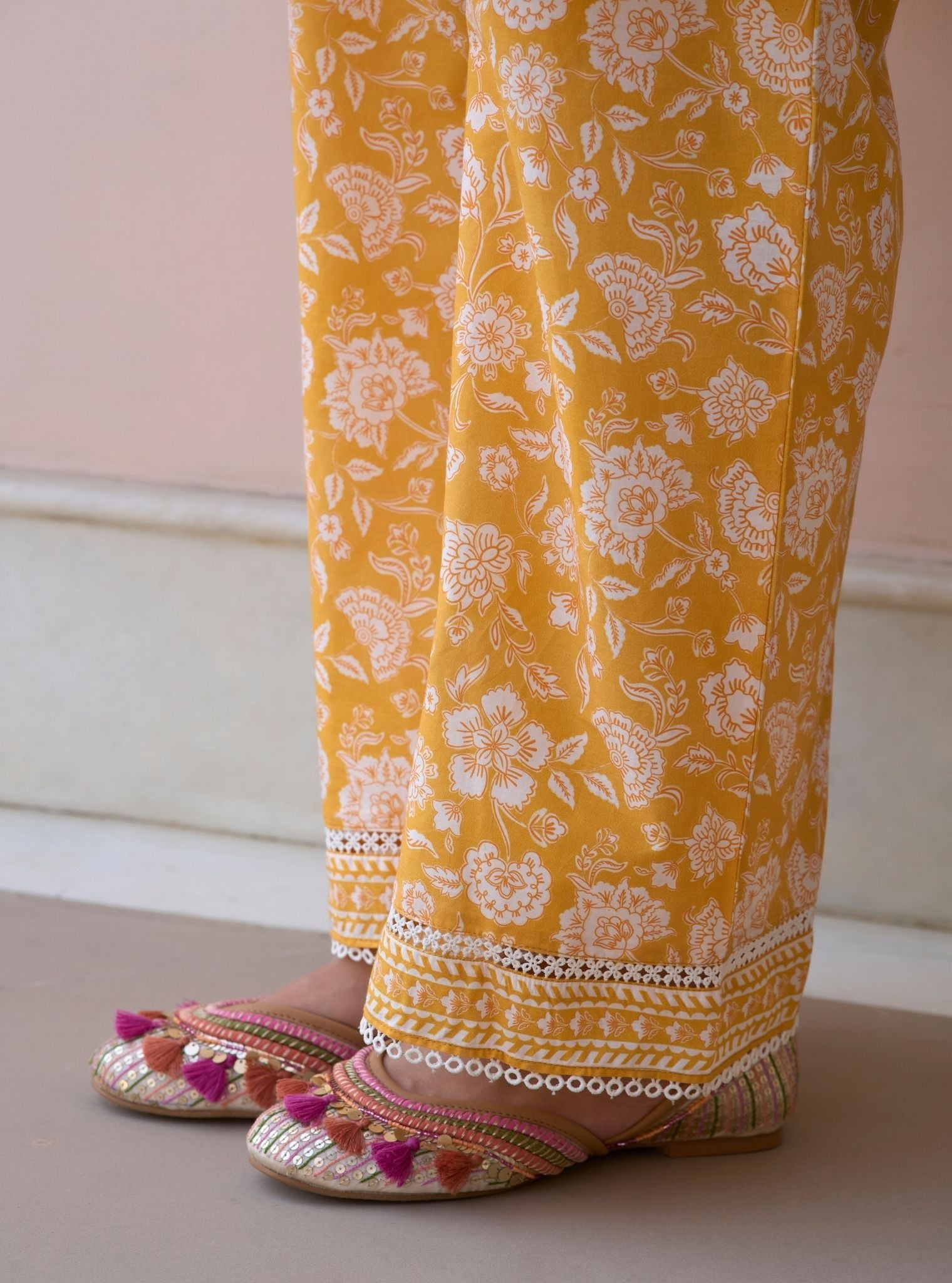 Aubriet Mustard Mulmul Supima Cotton Kurta & Pant Set