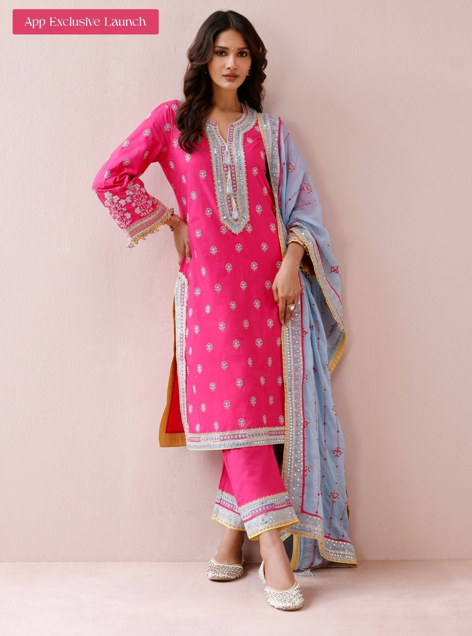 Misa Supima Cotton Fuchsia Kurta Set