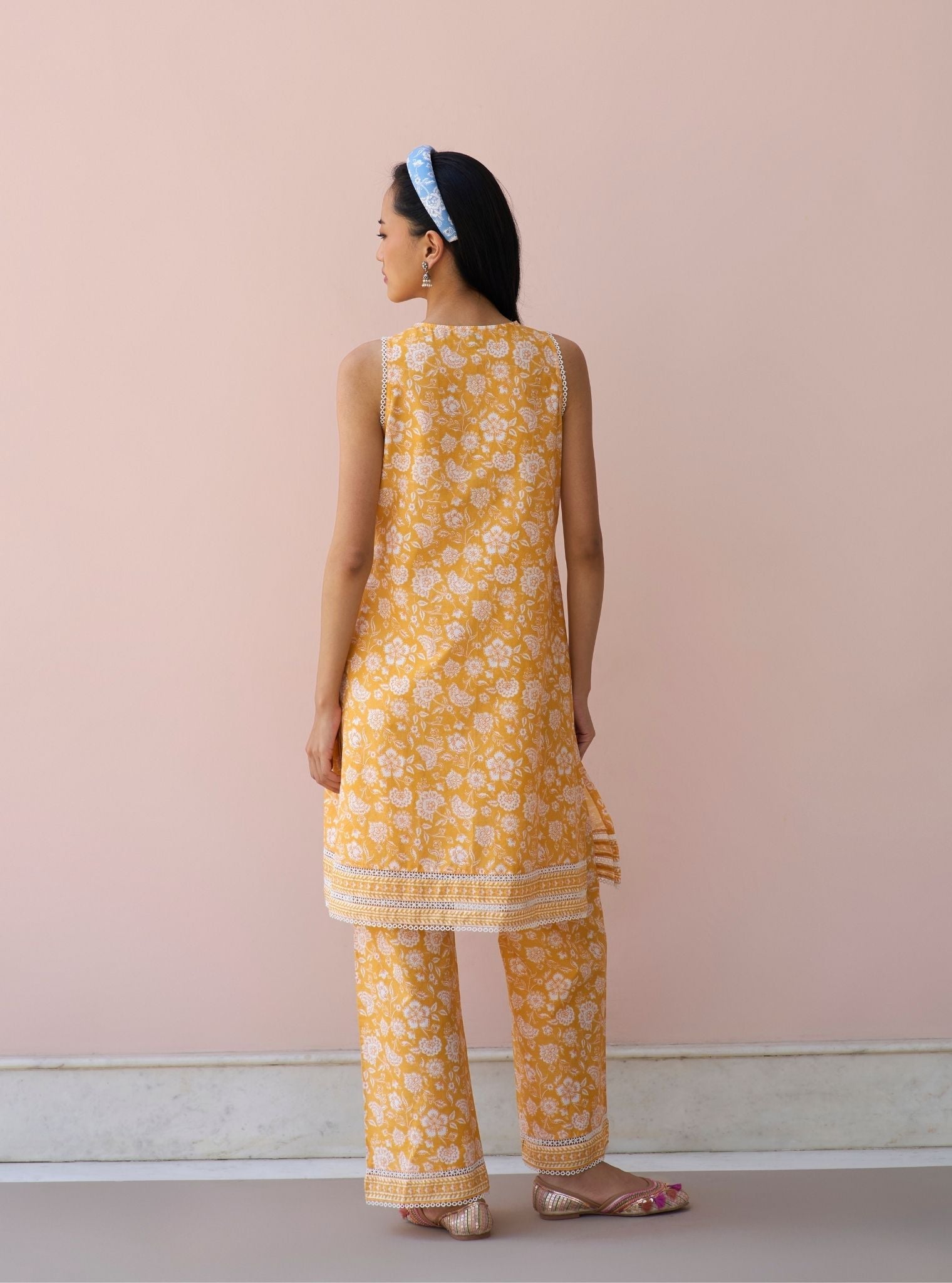 Aubriet Mustard Mulmul Supima Cotton Kurta & Pant Set