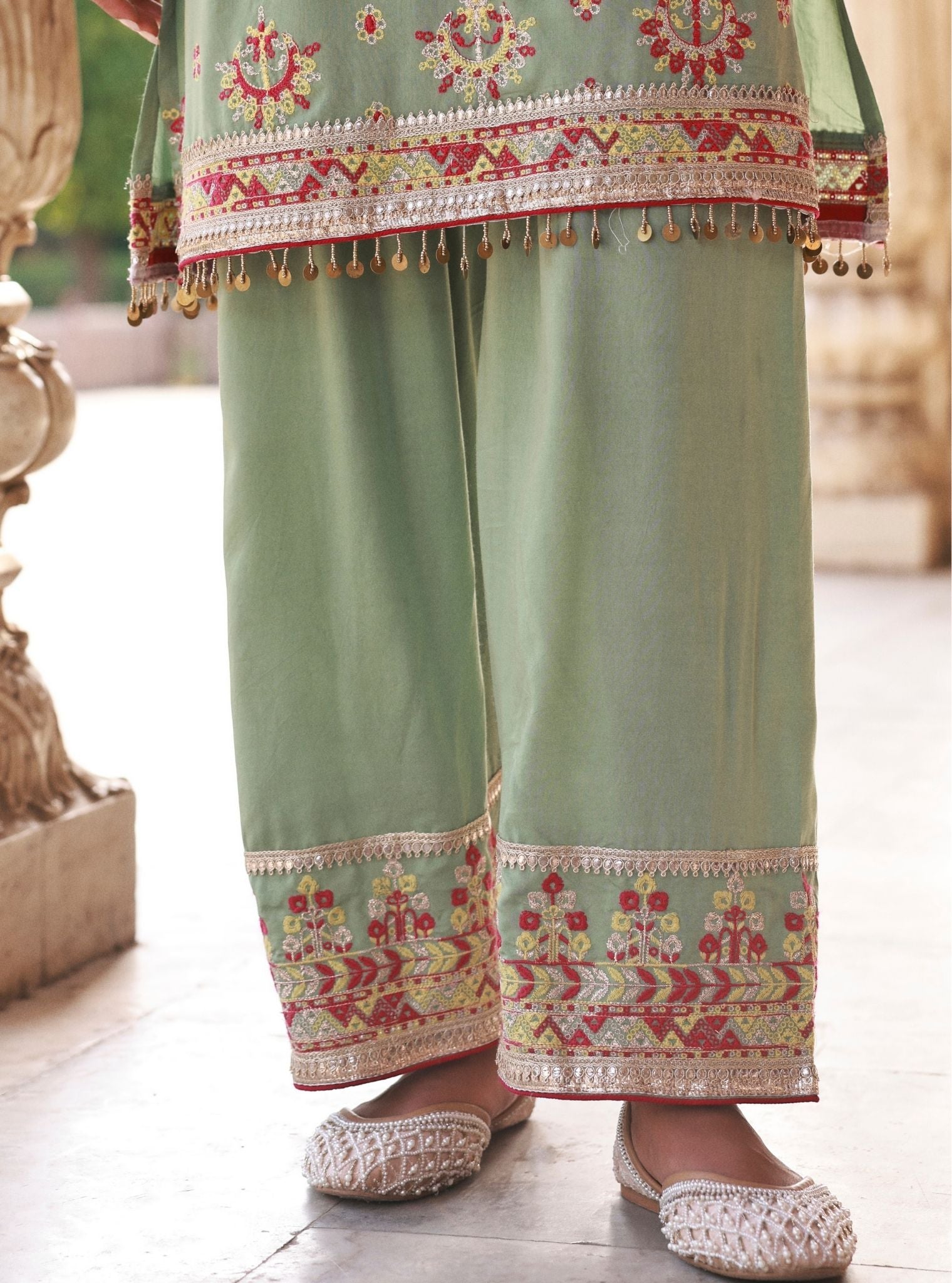 Noreya Lawn Sage Green Kurta With Farshi Salwar