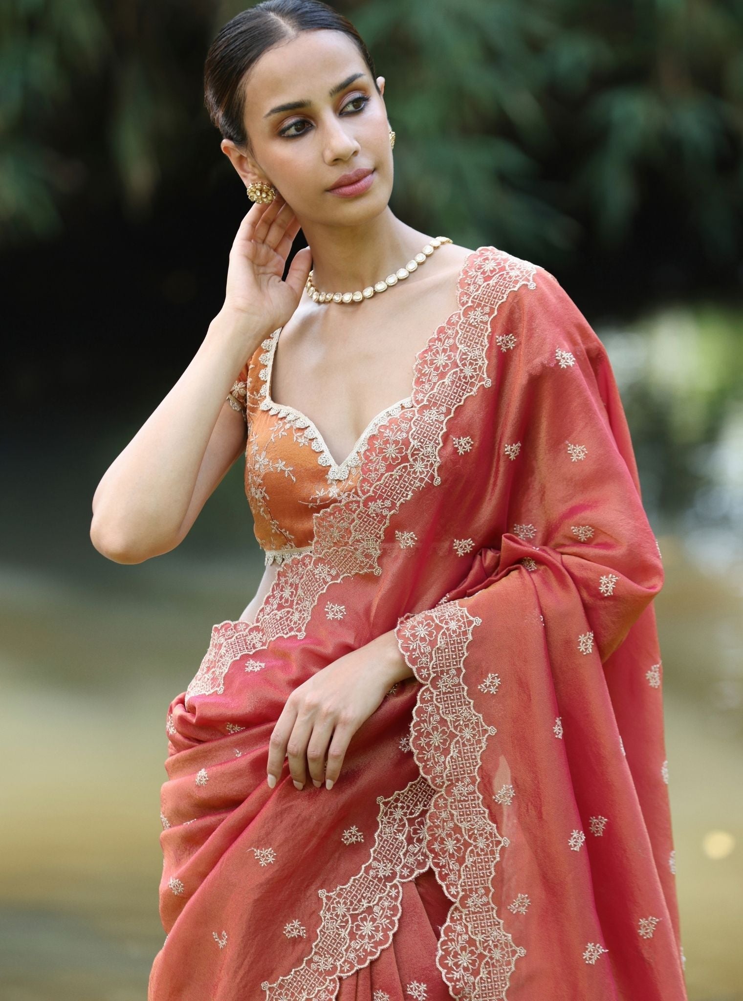 Mubarak Lurex Organza Fuschia Saree