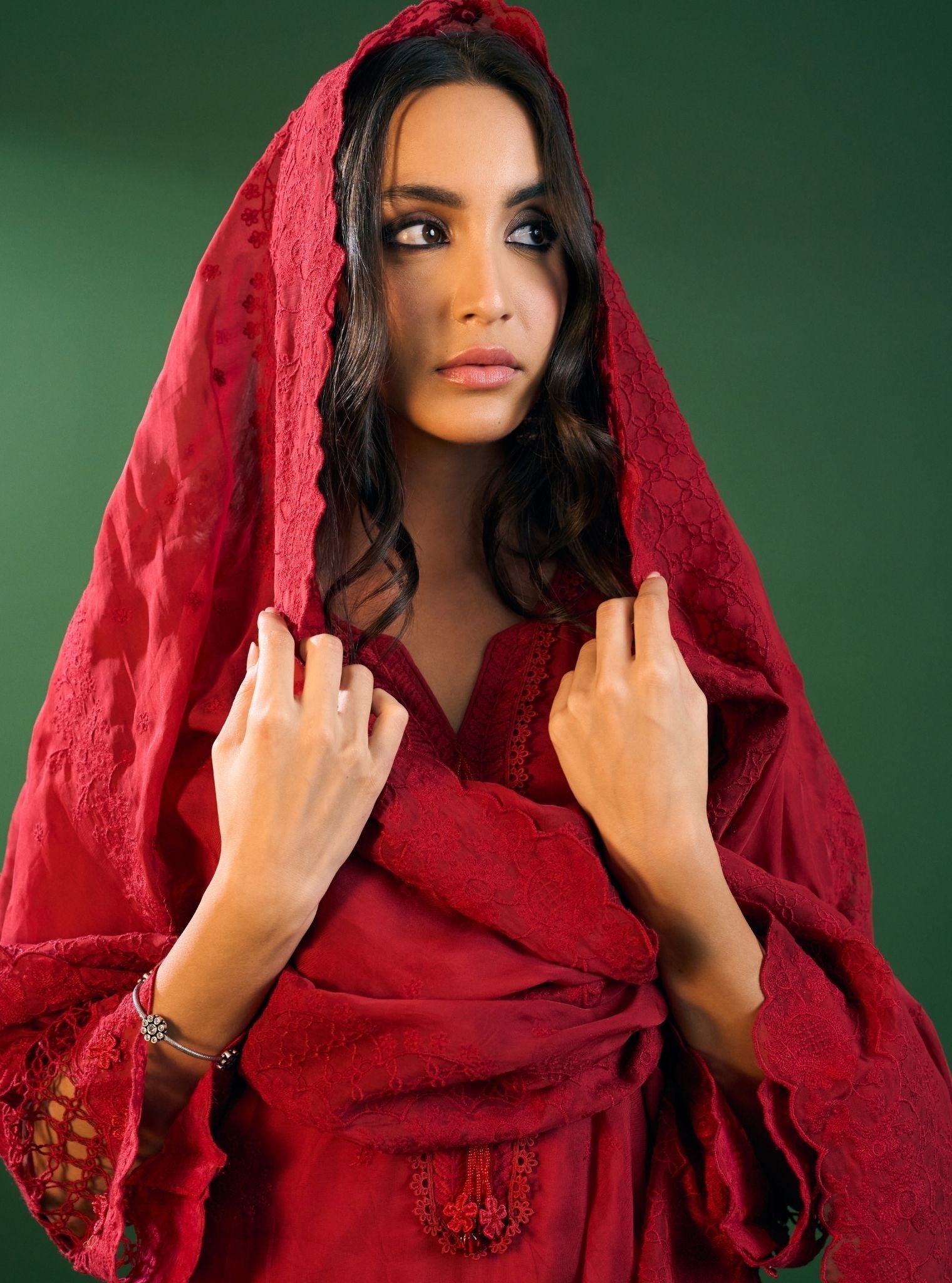 Ina Organza Red Kurta Set