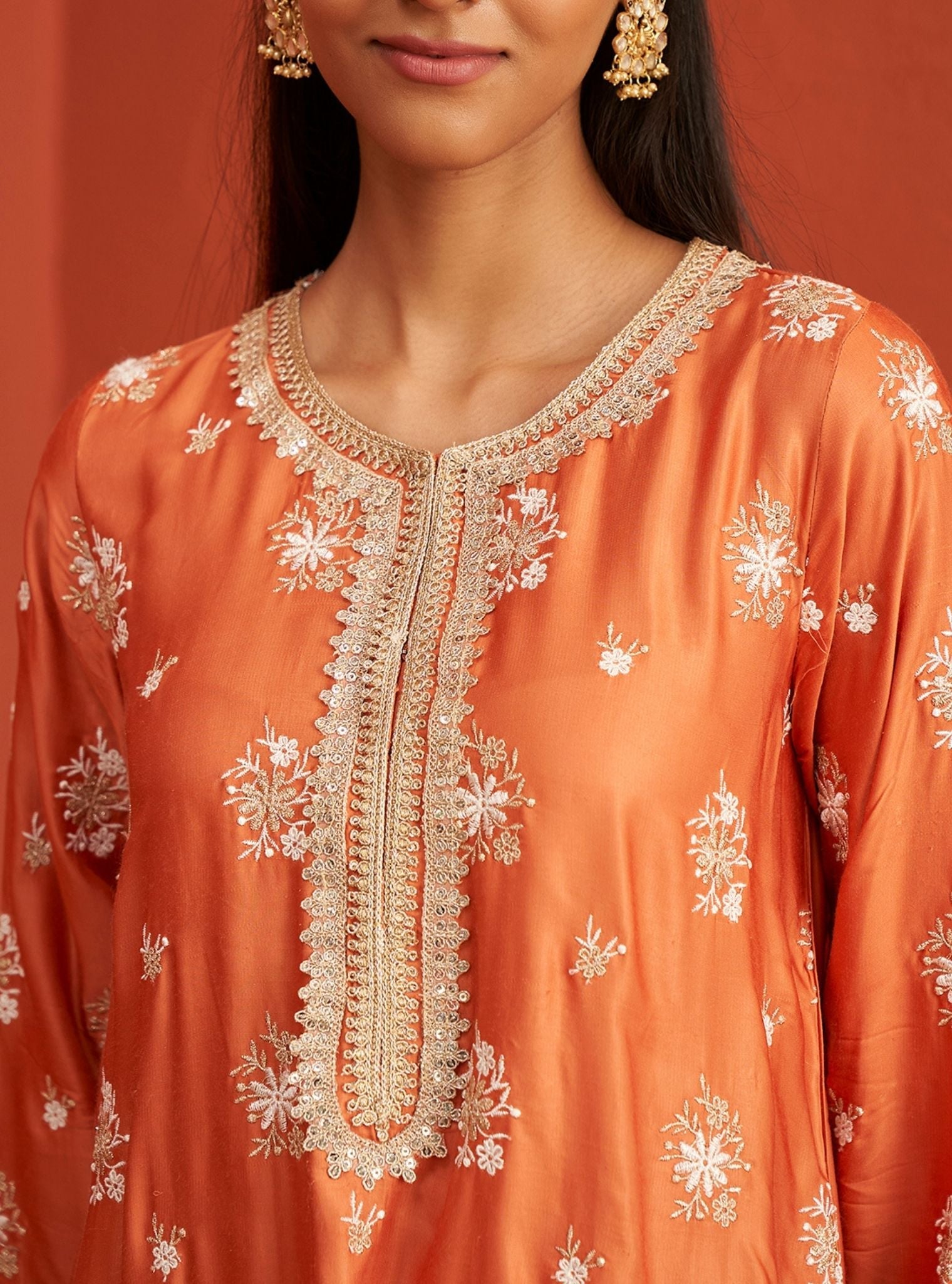 Kangna Cupro Satin Burnt Orange Pant