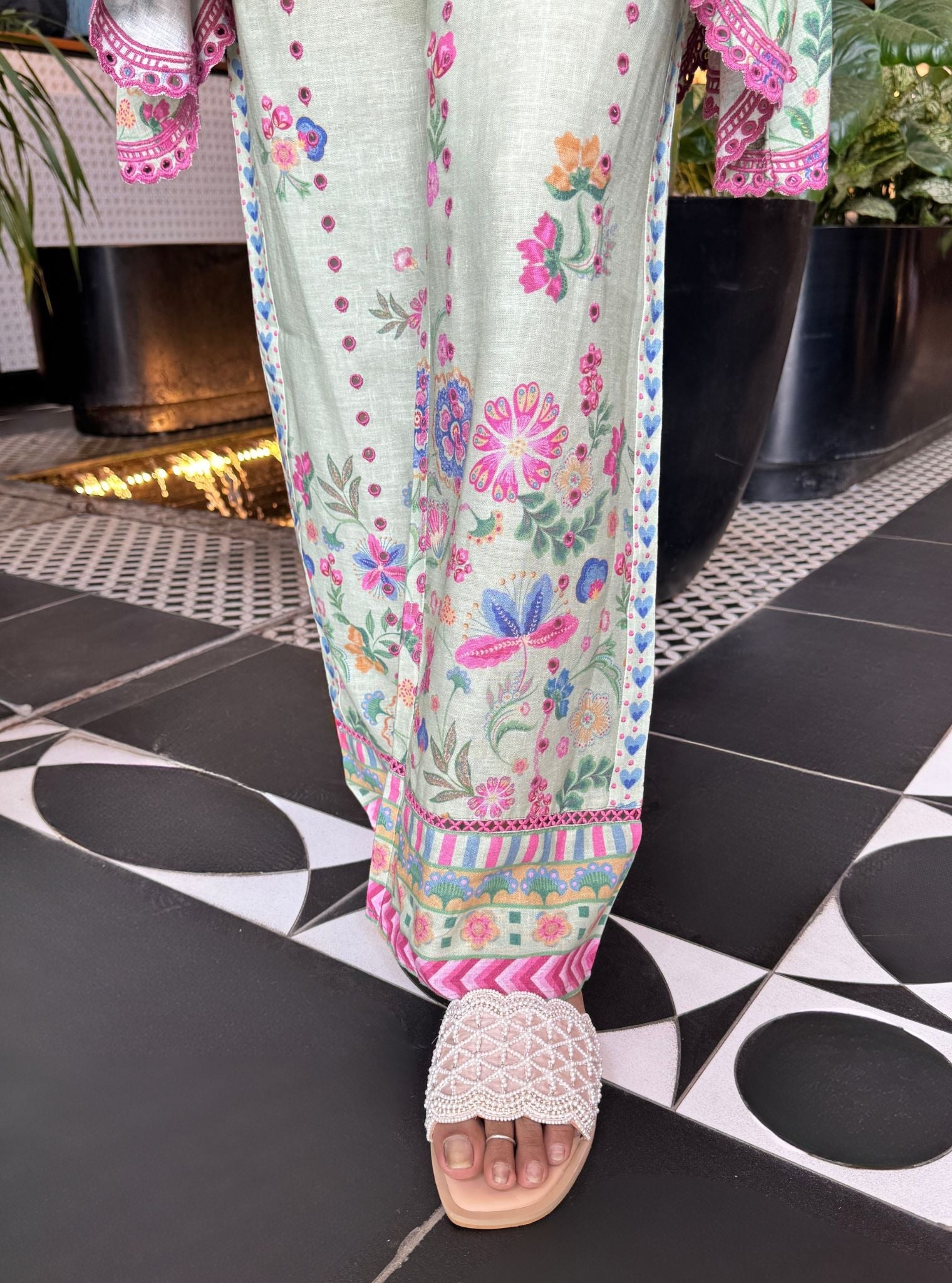 Aurora Printed Linen Green Co-ord Set