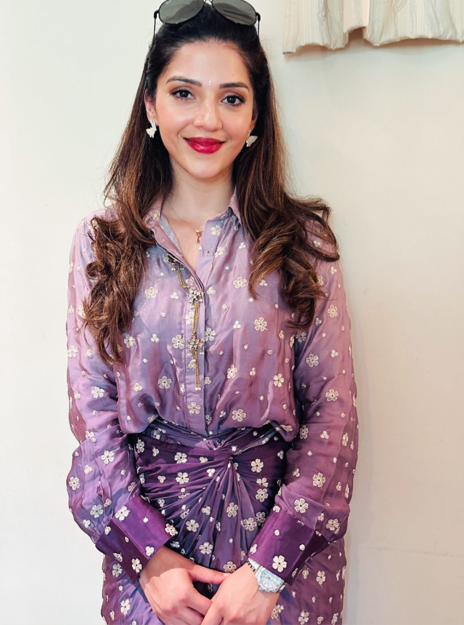 Husna Cupro Satin Ombre Purple With Husna Skirt